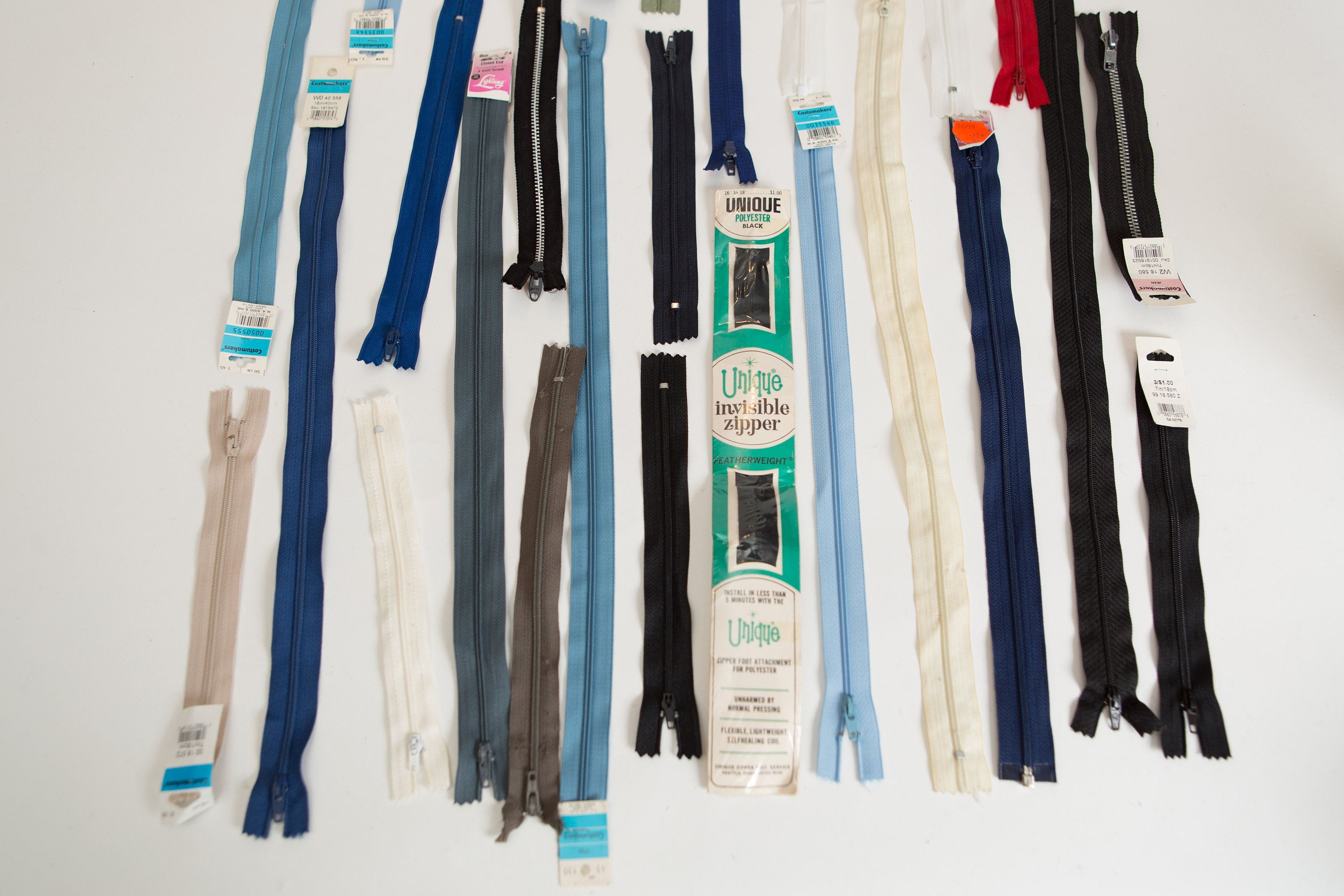 Vintage Zippers Lot of Vintage Coat Zippers Sewing Machine accessories