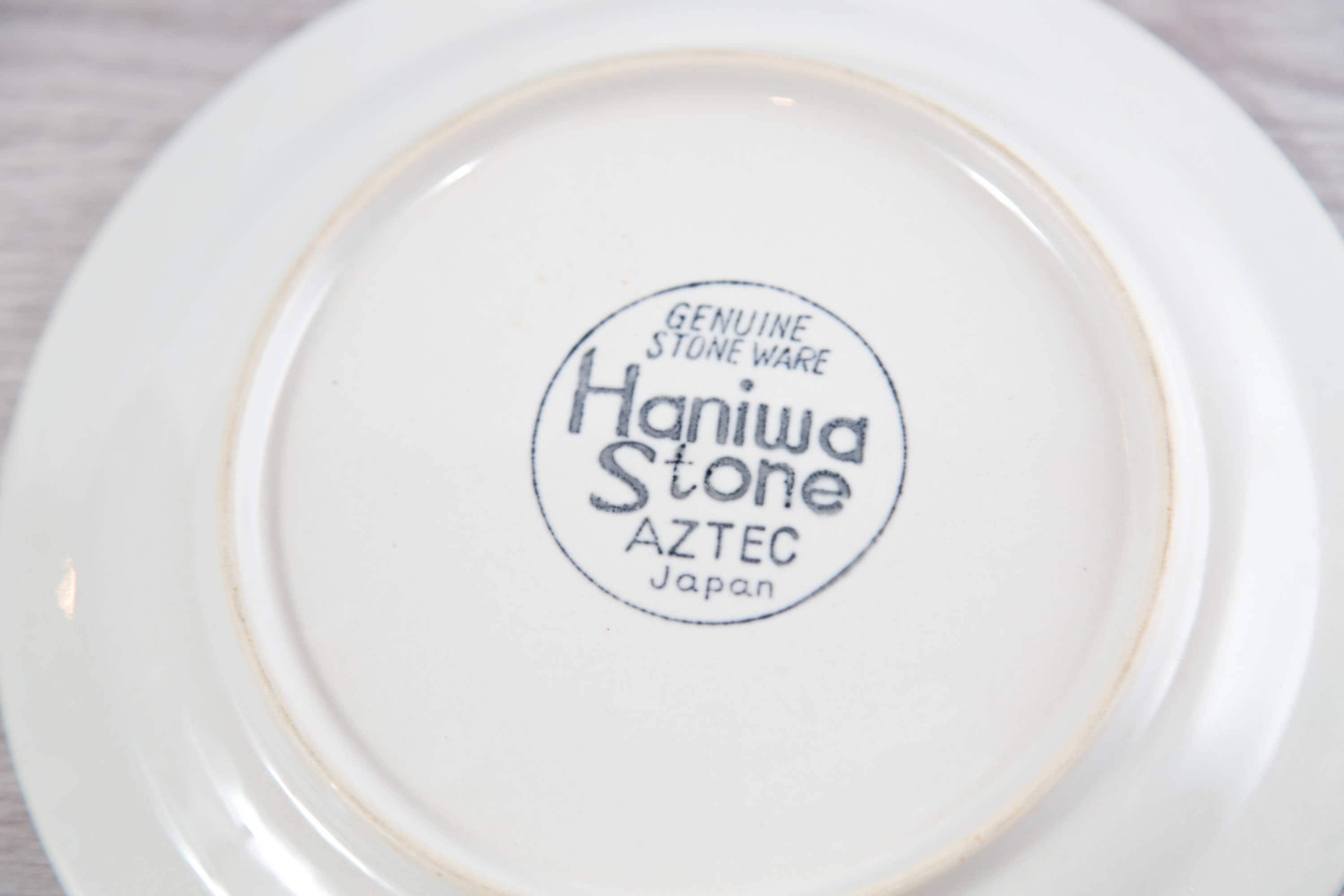 6 Vintage Side Plates / Aztec Haniwa Stone Genuine Stoneware / Made in