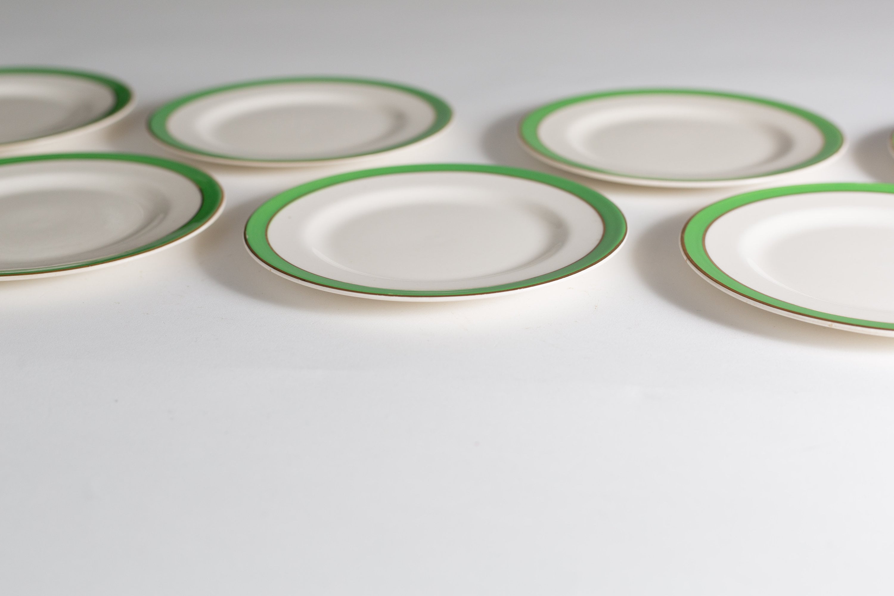7 Queens Green Solian Ware Antique Side Plates Set of English Plates
