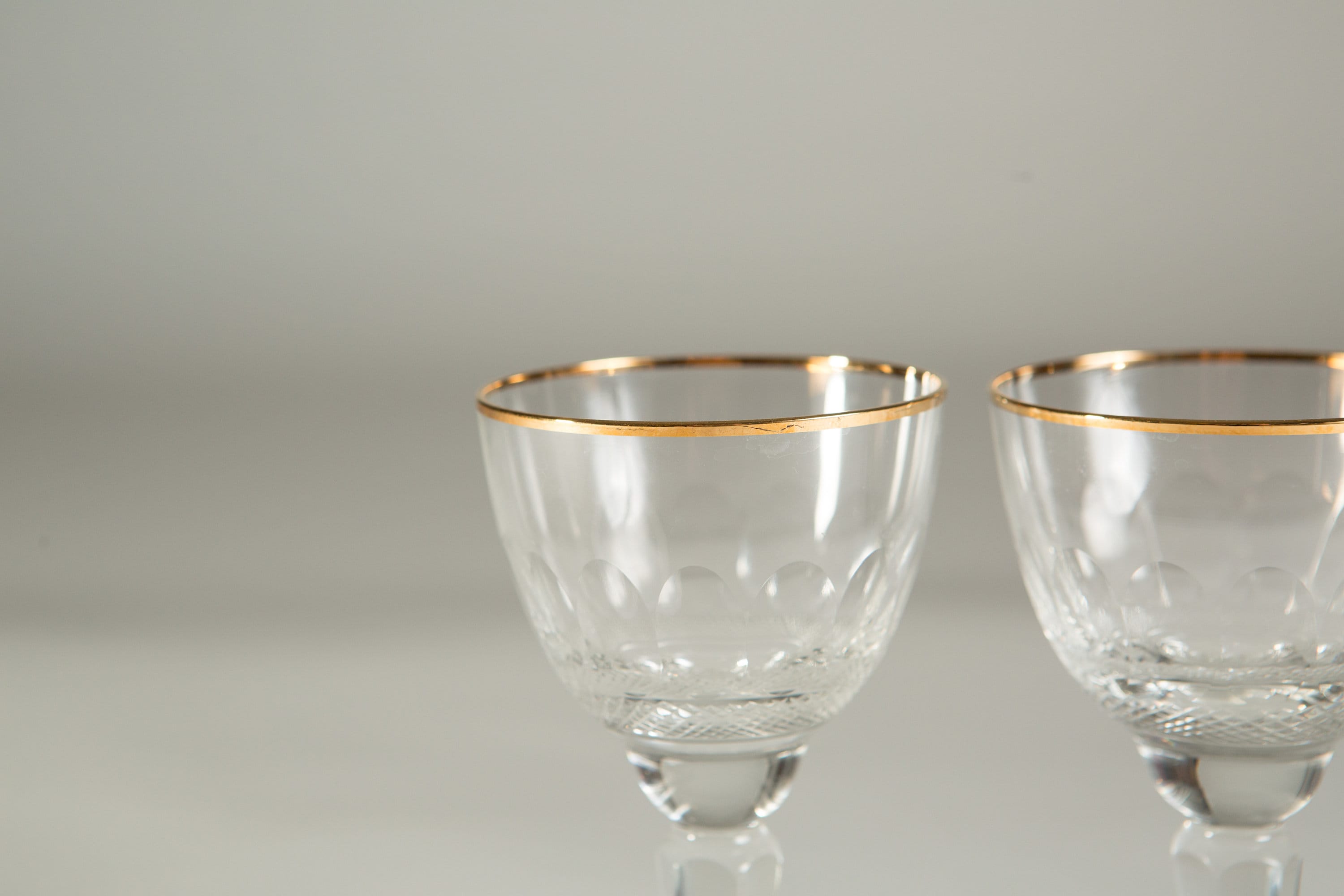 2 Aperitif Glasses 5oz Gold Rim Small Vintage Sipping Glasses MidCentury Boho Collectible