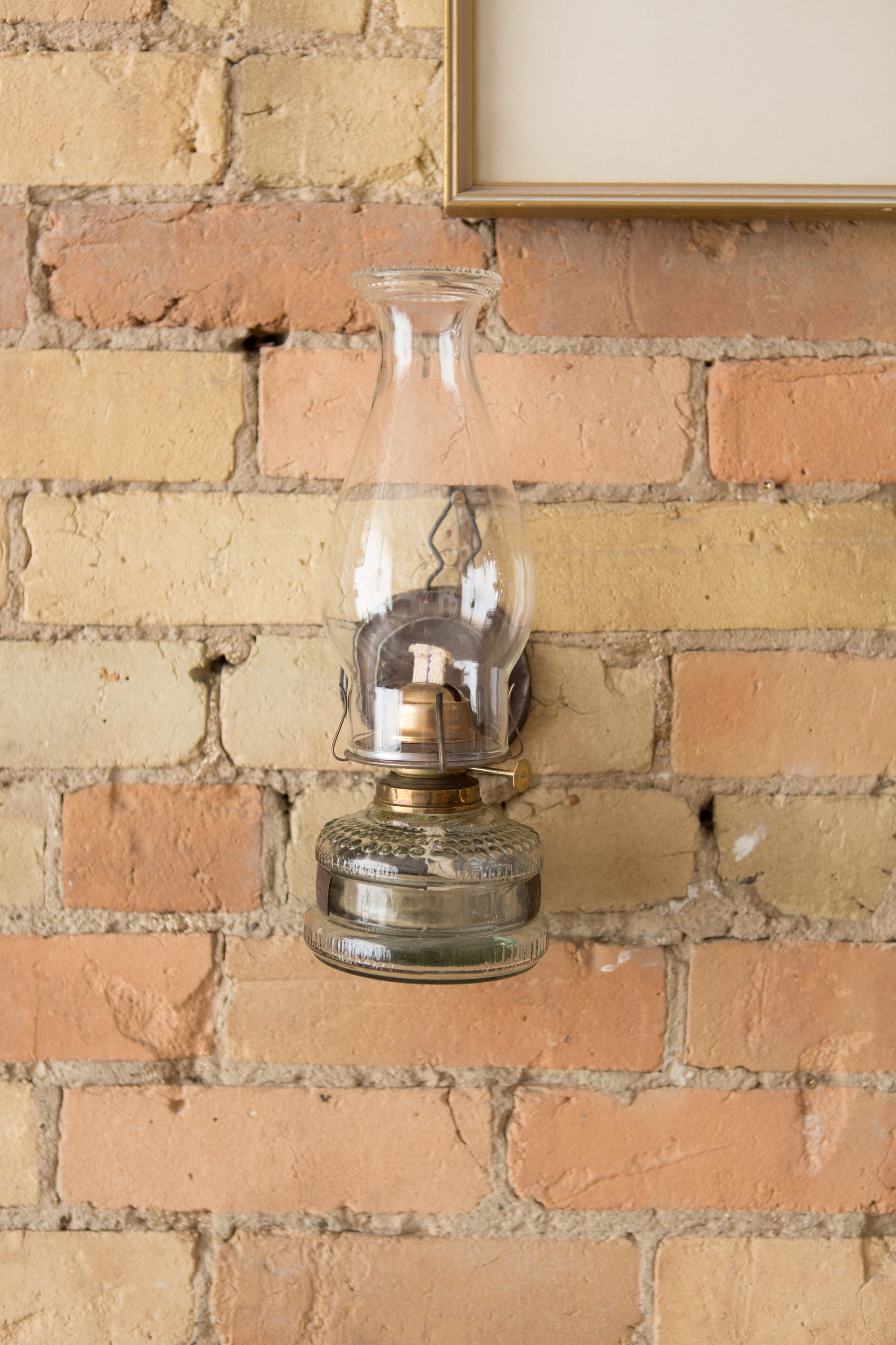 Chimney Oil Lamp Vintage Glass Lantern with Wick Retro Lighting