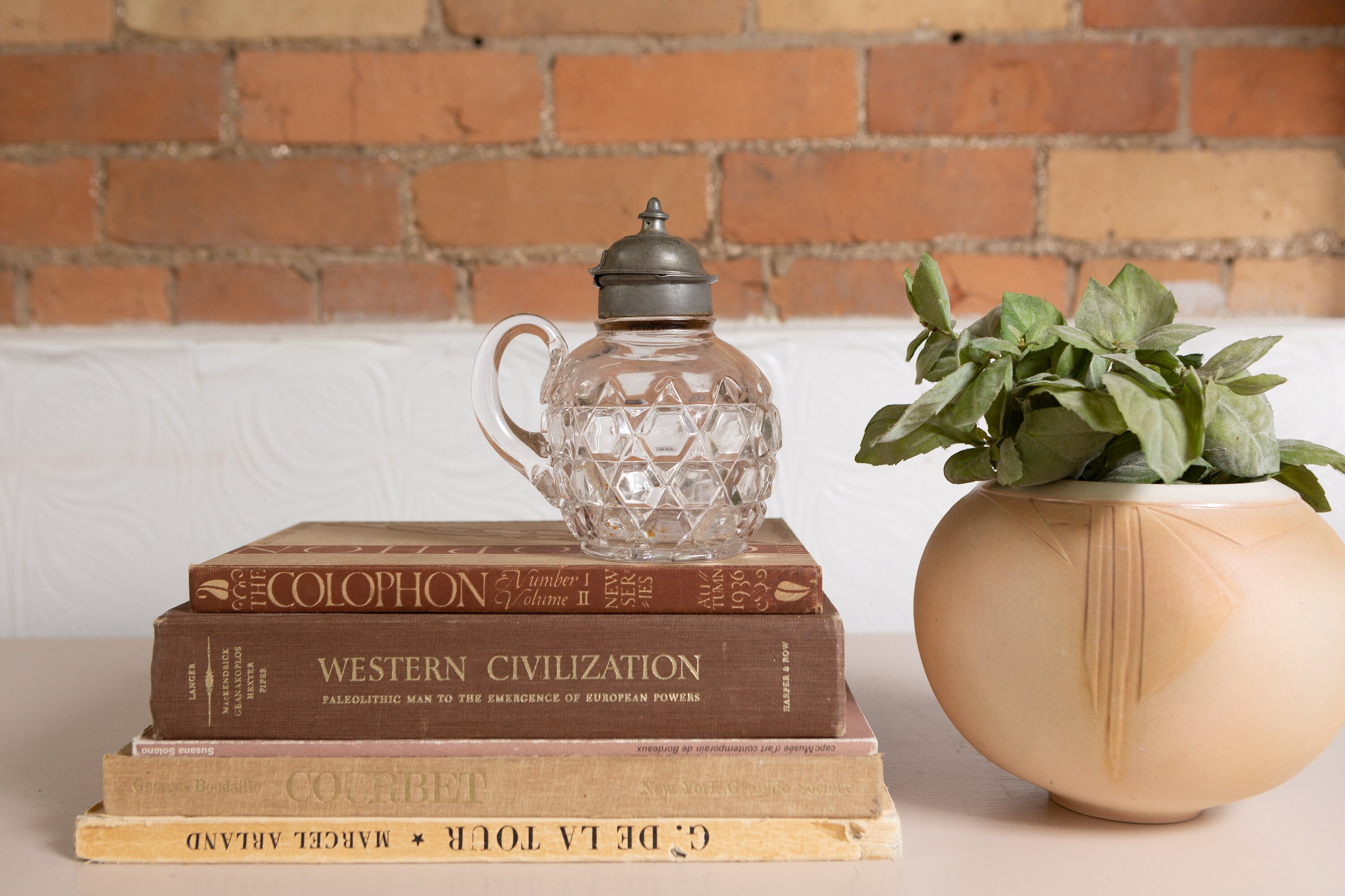 Antique Syrup Pitcher EAPG 19th Century Clear Glass Syrup Pitcher