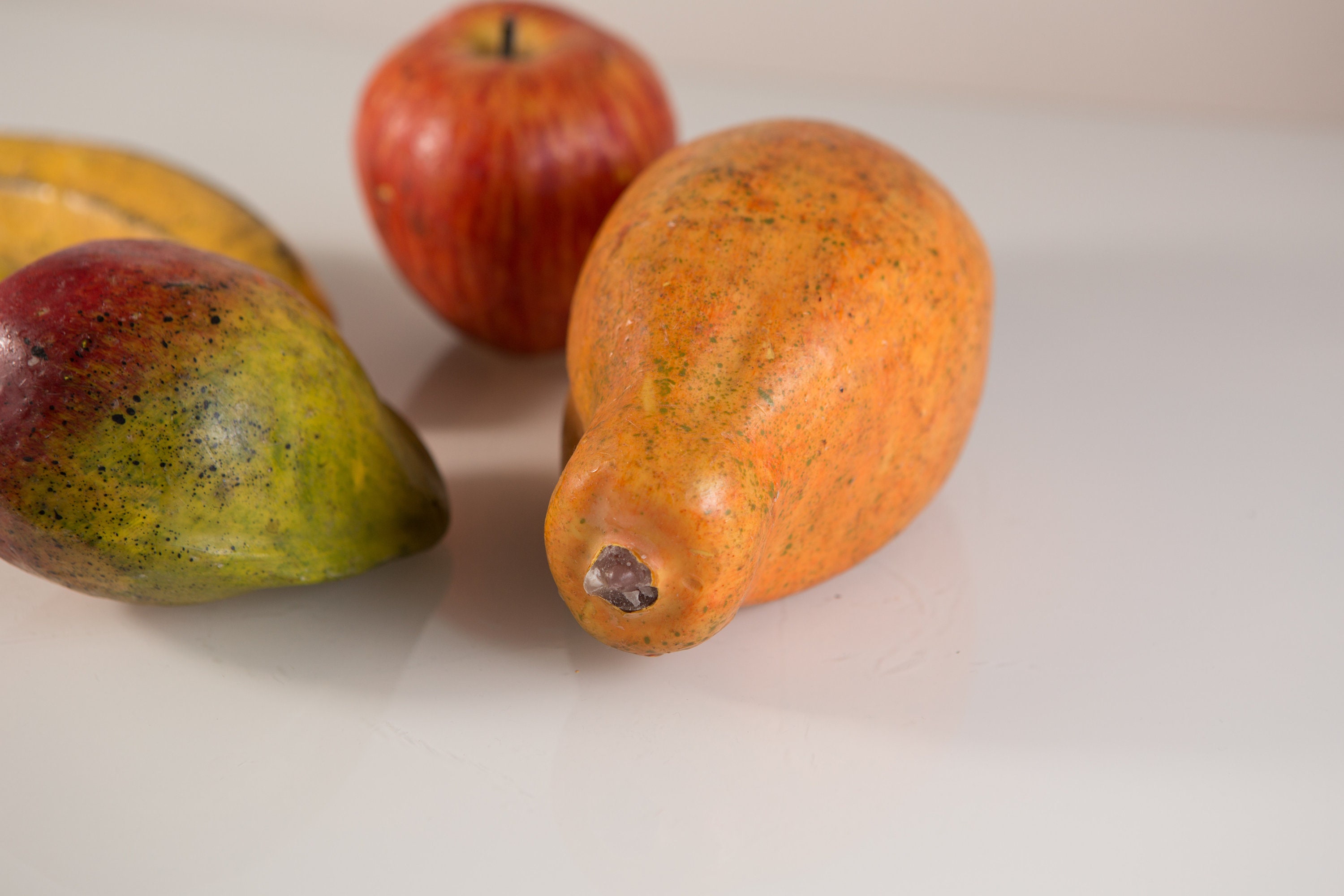 Vintage Wax Fruit Handmade and Painted Folk Fruit Rustic Primitive