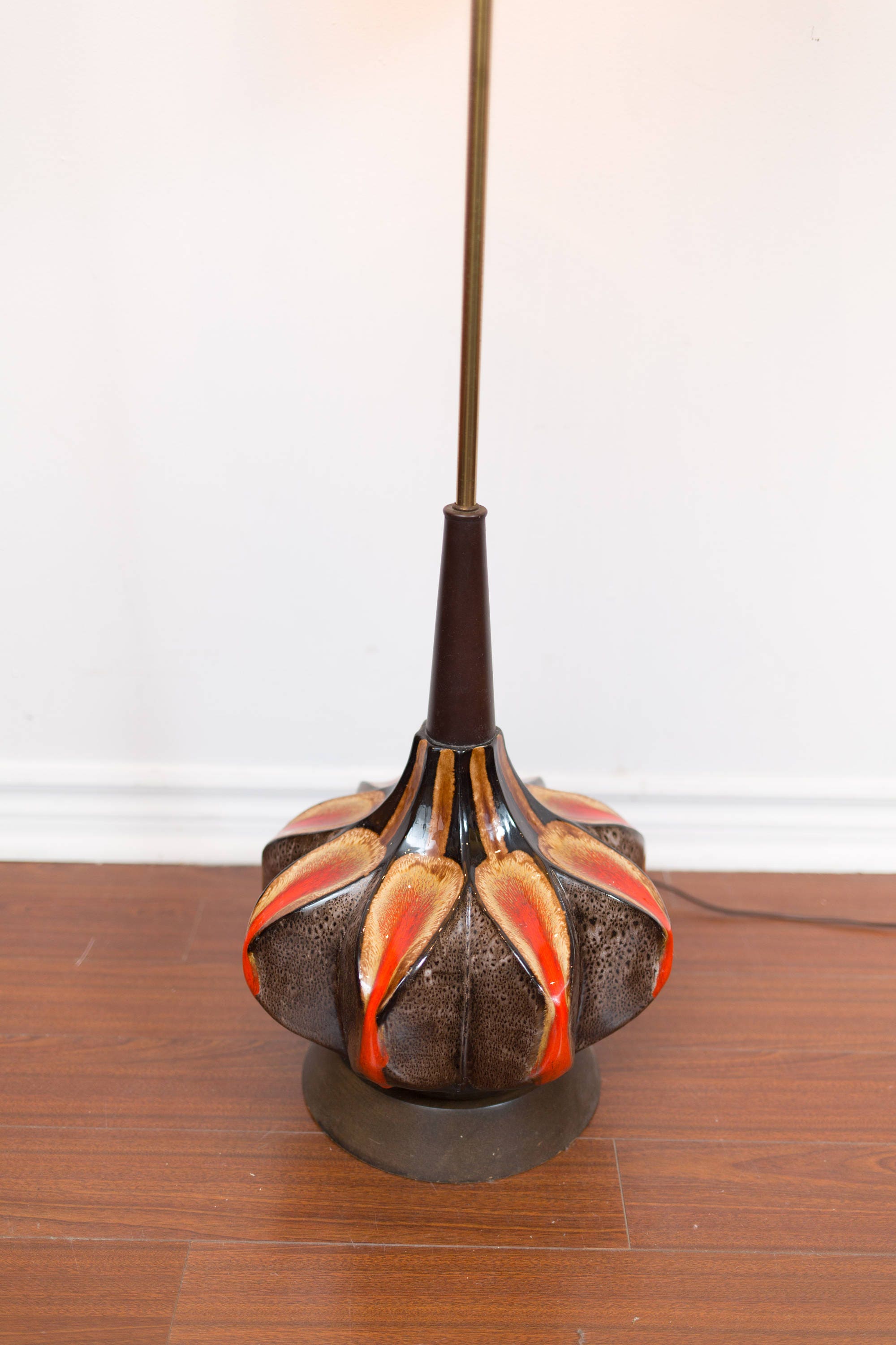 Ceramic Floor Lamp / Vintage 1960's Atomic Scandinavian Mid Century Modern Style Tall Light