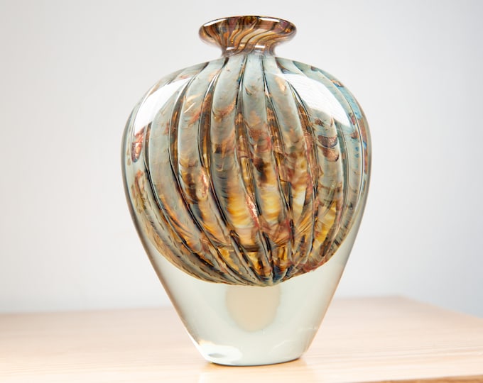 Michele Luzoro Studio Art Glass Bottle Vase - Vintage Art Glass Vase Signed