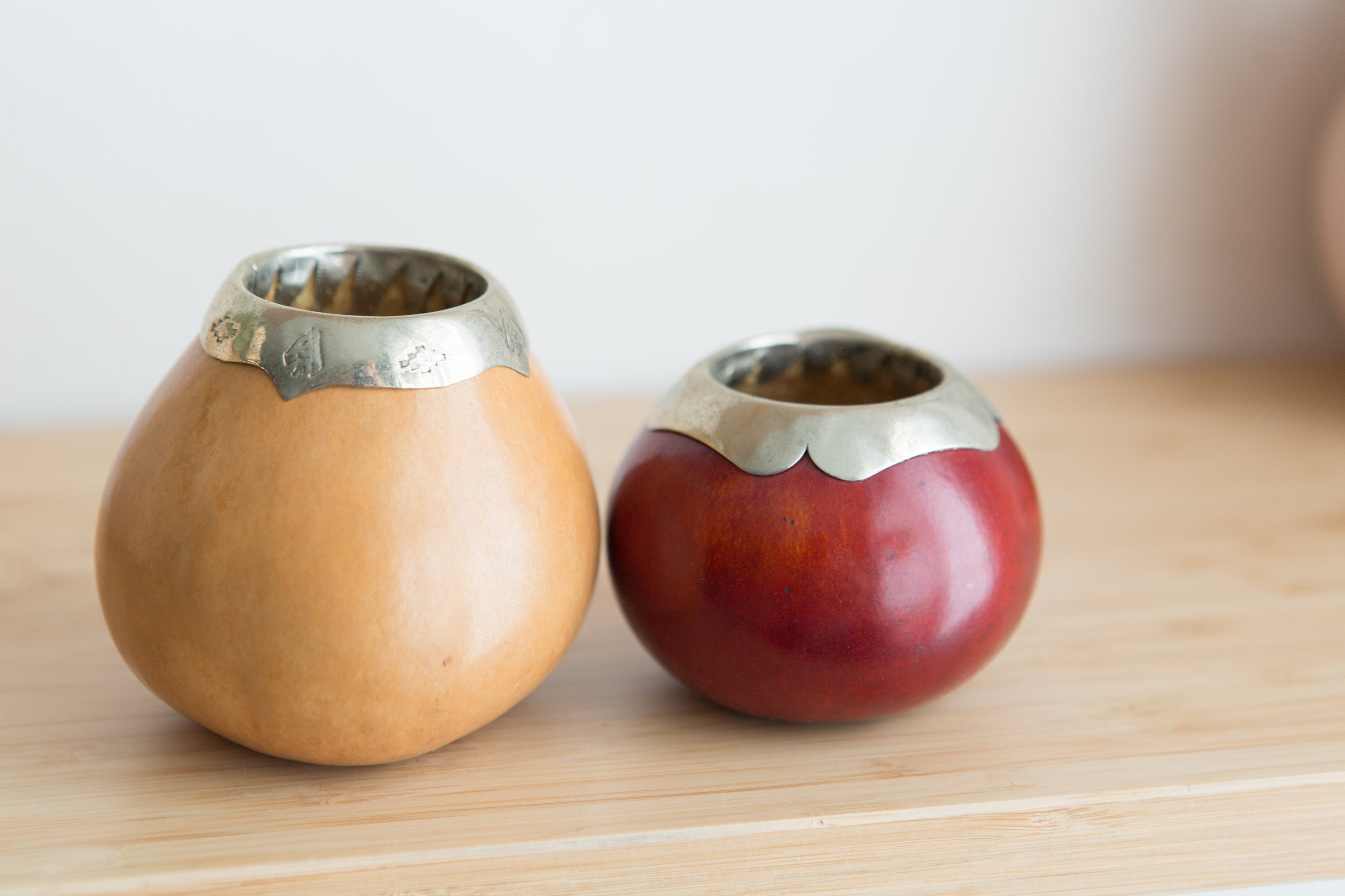 Argentina Yerba Mate Gourds - Dried Calabash with Metal Rims - Modern
