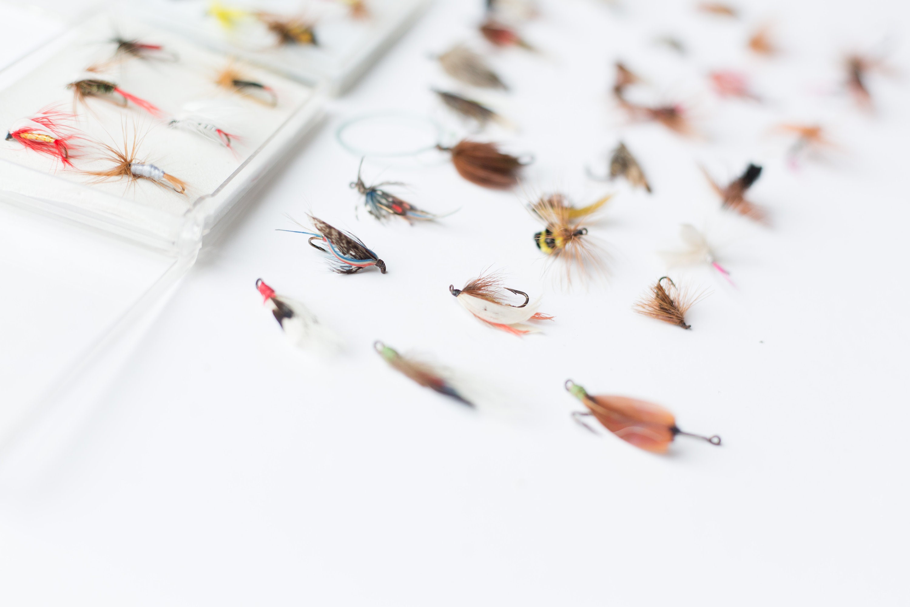 50 Vintage Fly Fishing Flies Tackle - Retro Fish Lours - Canadian