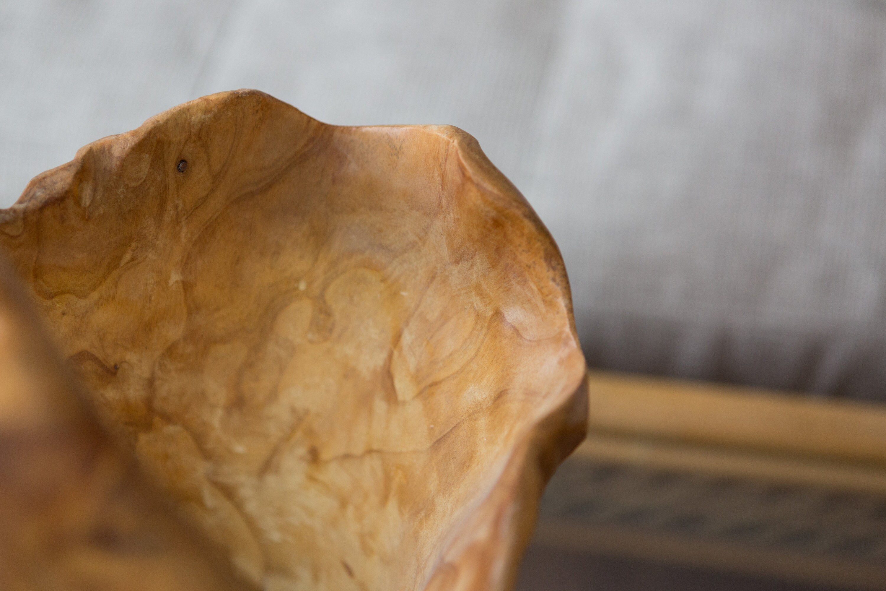 Vintage Wood Baskets Canadian Made Tree Stump Carving with Handle