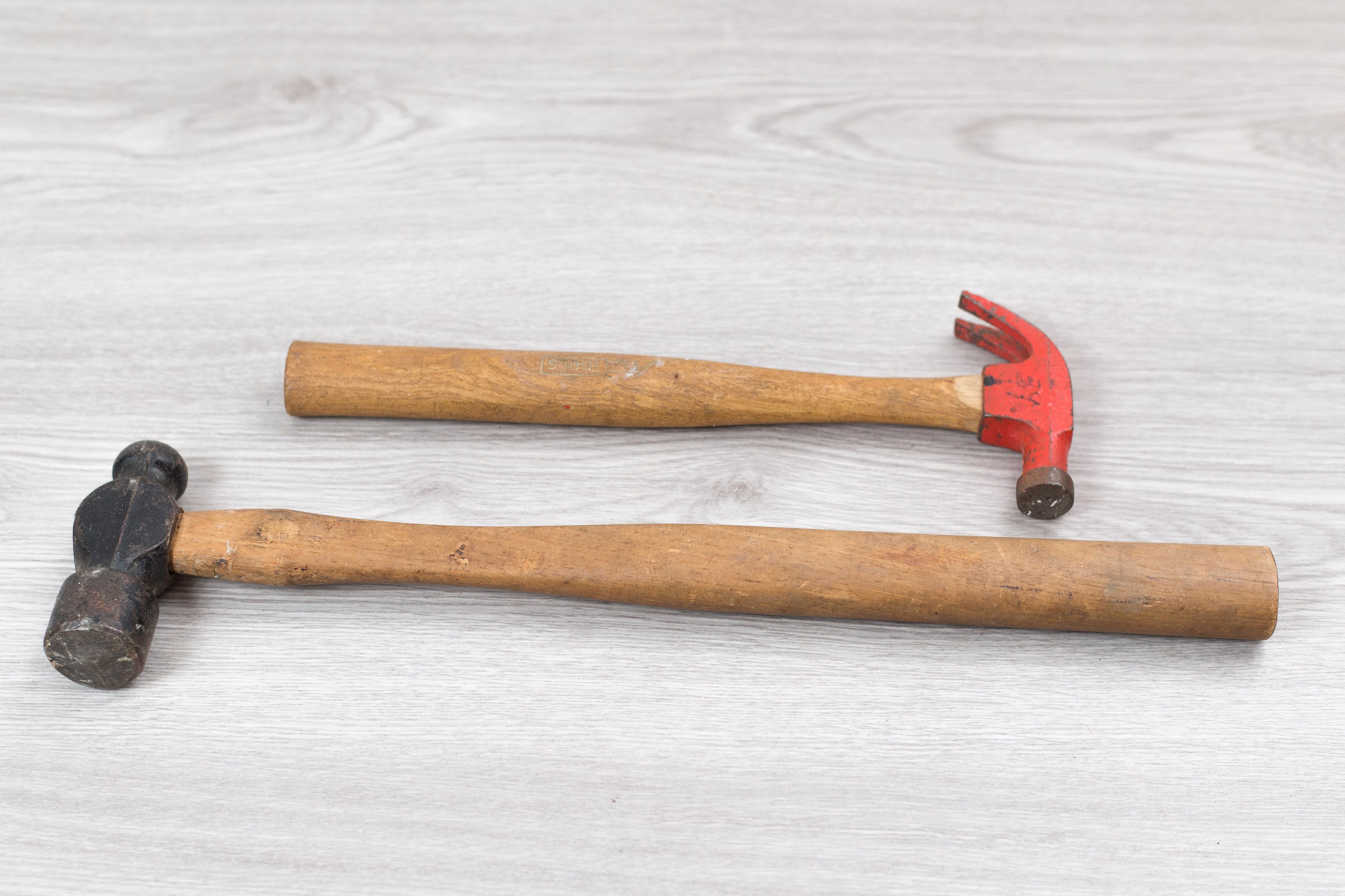 Vintage Hammers Pair of Metal and Wood Hammer Red Head Hammer