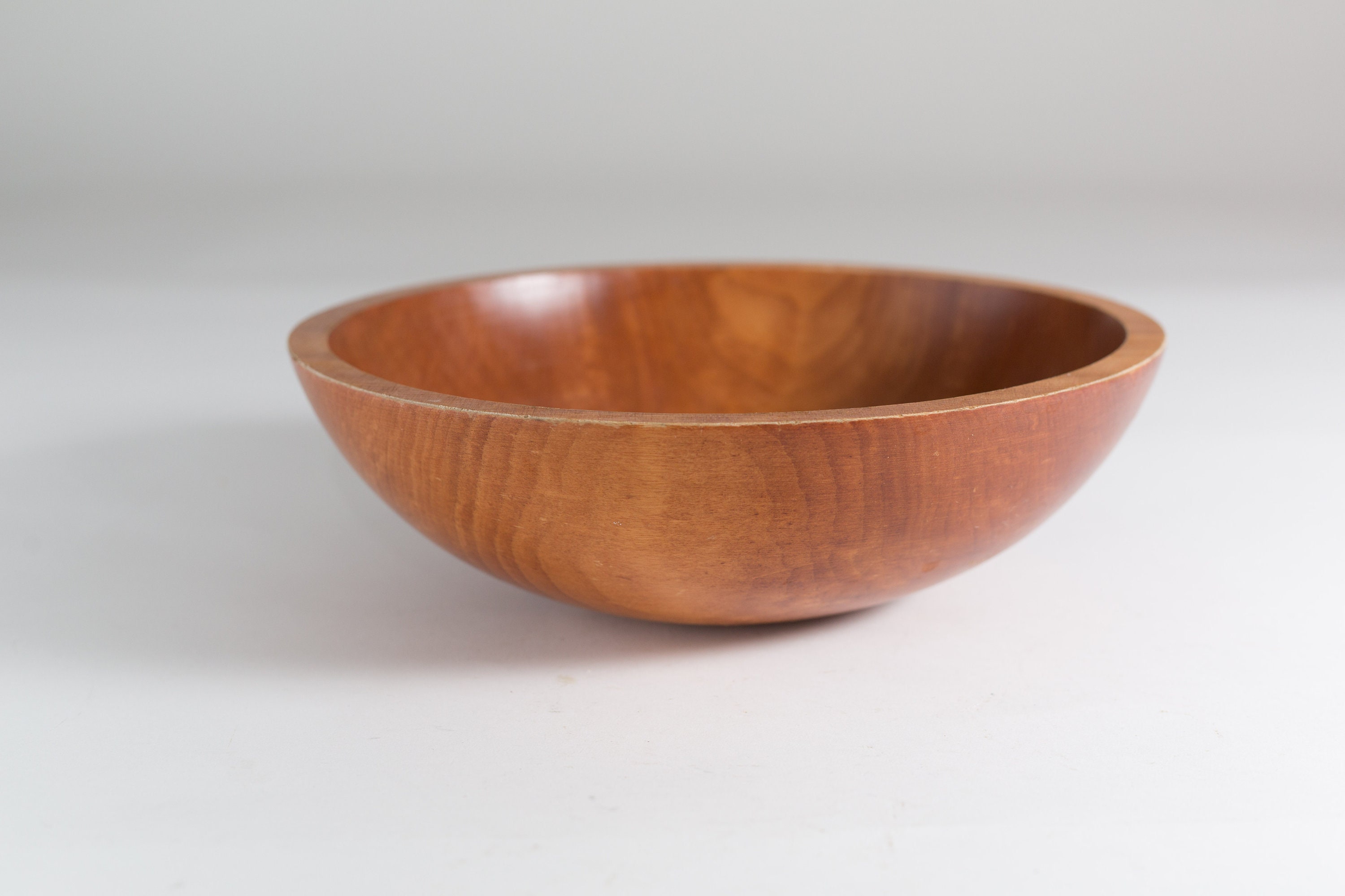 Large Wood Salad Bowl 1960's Vintage Solid Maple Wood Baribocraft
