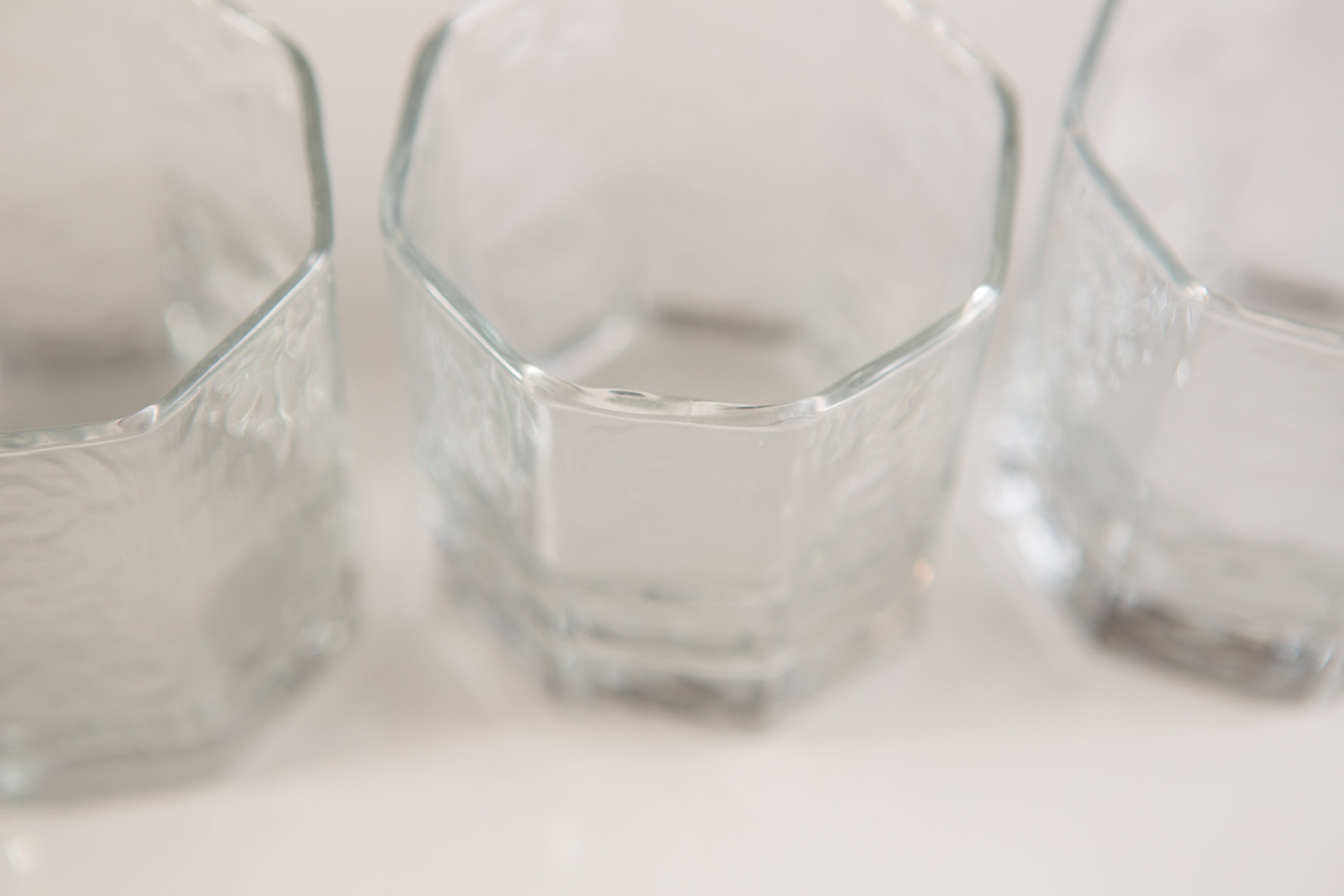 5 Octagon Cocktail Glasses Vintage Lowball / Highball Tumbler Barware