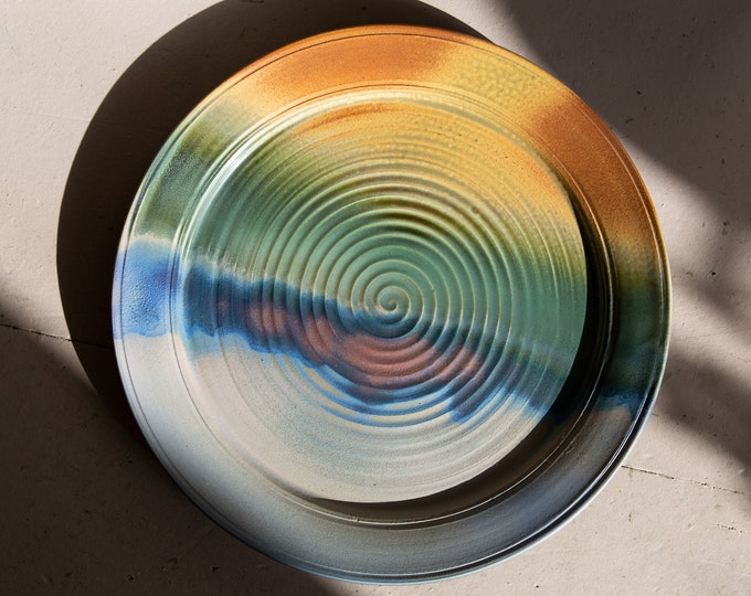 Jason L'Abbé Pottery Plate - Decorative Ceramic Handmade Canadian Studio Fine Art Ceramic Rainbow Colored Artist Plate