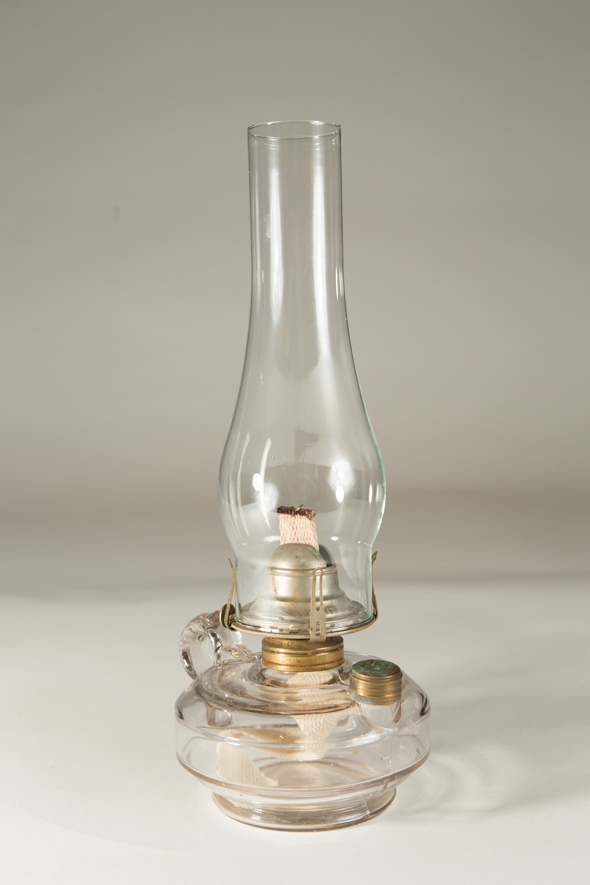 Chimney Oil Lamp Vintage Glass Lantern with Wick Retro Lighting
