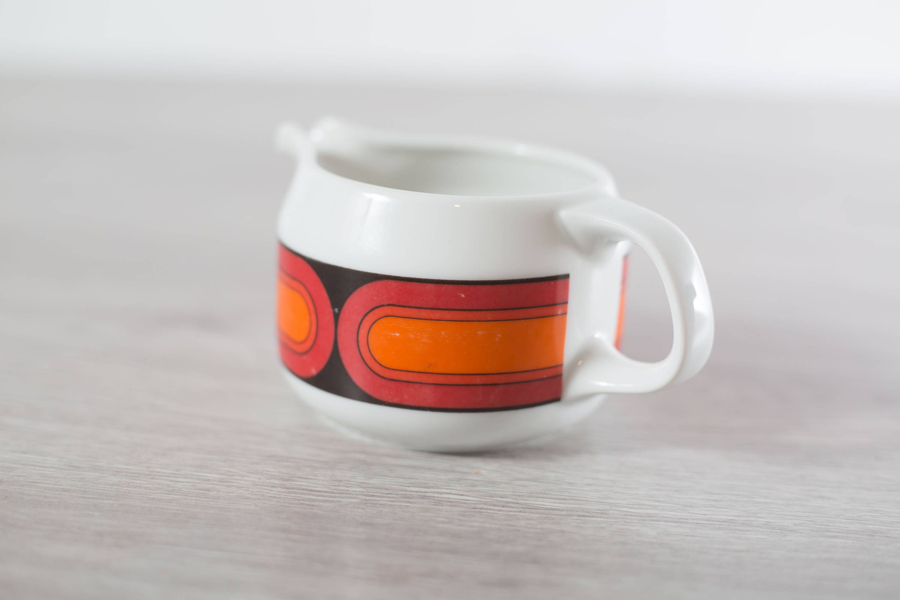 Vintage Arzberg creamer / Feurfest Germany Orange and Red Mid Century Modern Retro Coffee
