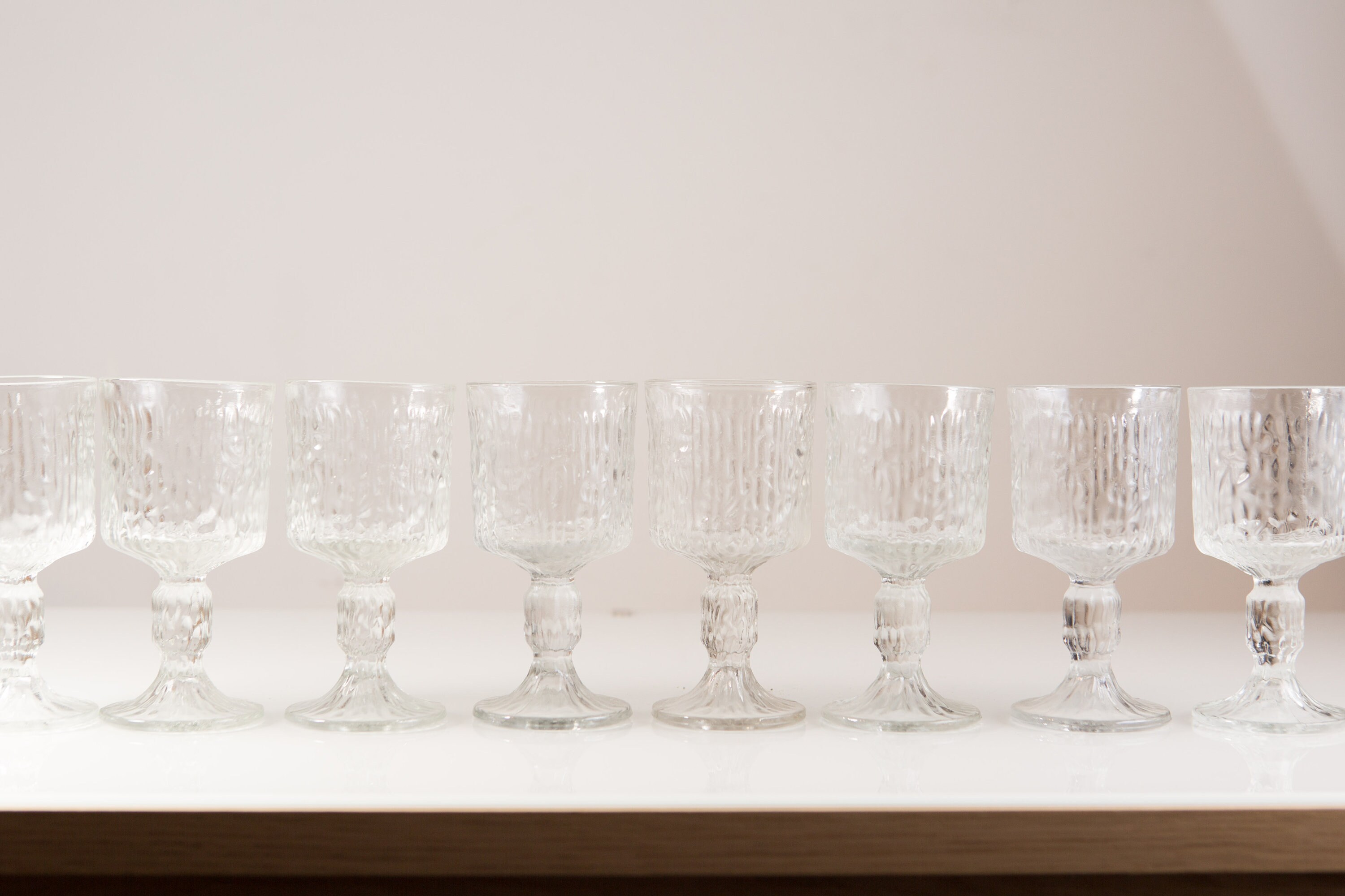 Vintage Icicle Glasses Set of 8 Textured Scandinavian Finnish Style