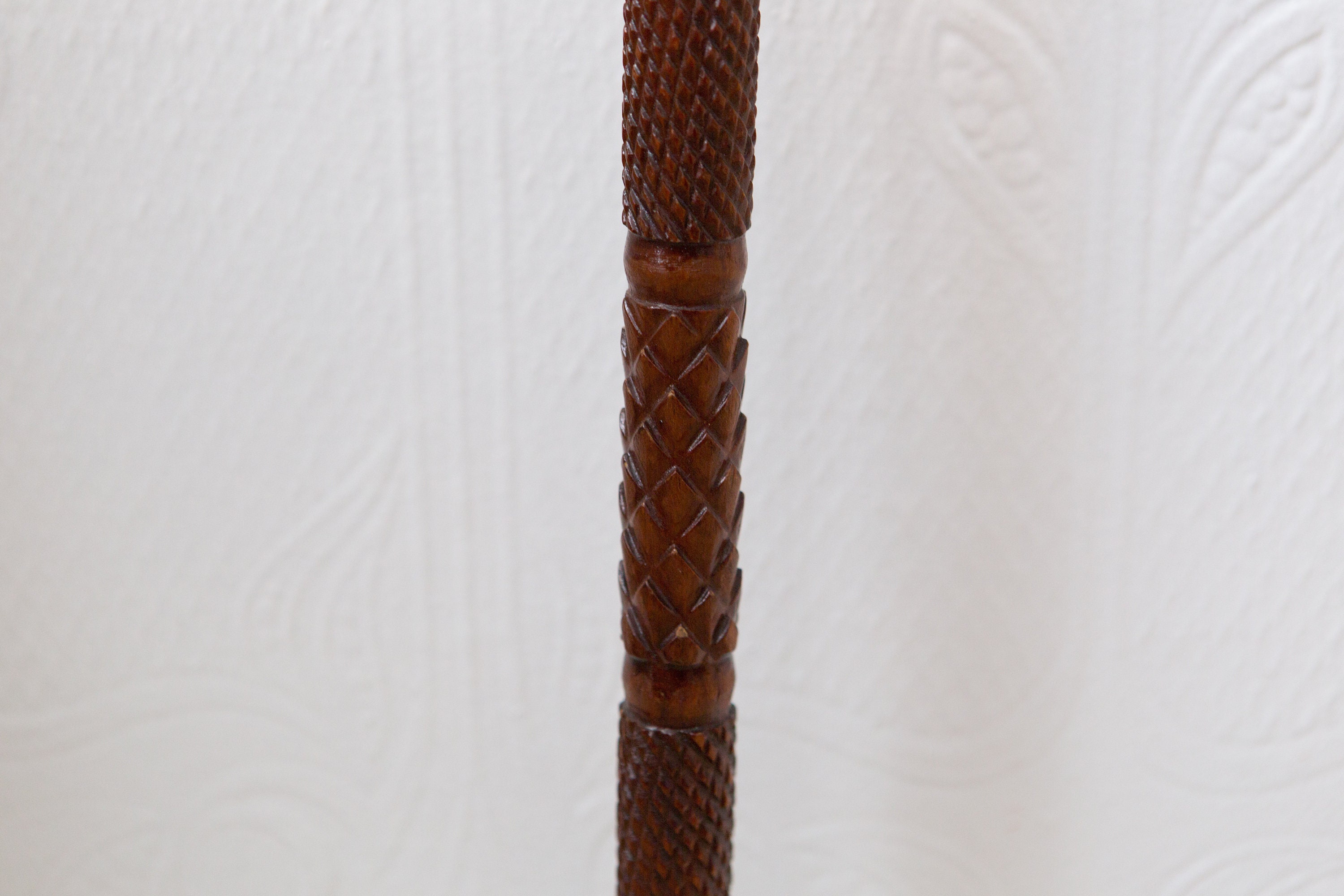 Vintage Wooden Cane with Silver Plated Screw Top Handle Natural Wood