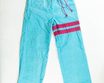 Girls / Boys Vintage Corduroy Pants - 80's/90's Colorblock Toddler Blue and Purple Pants