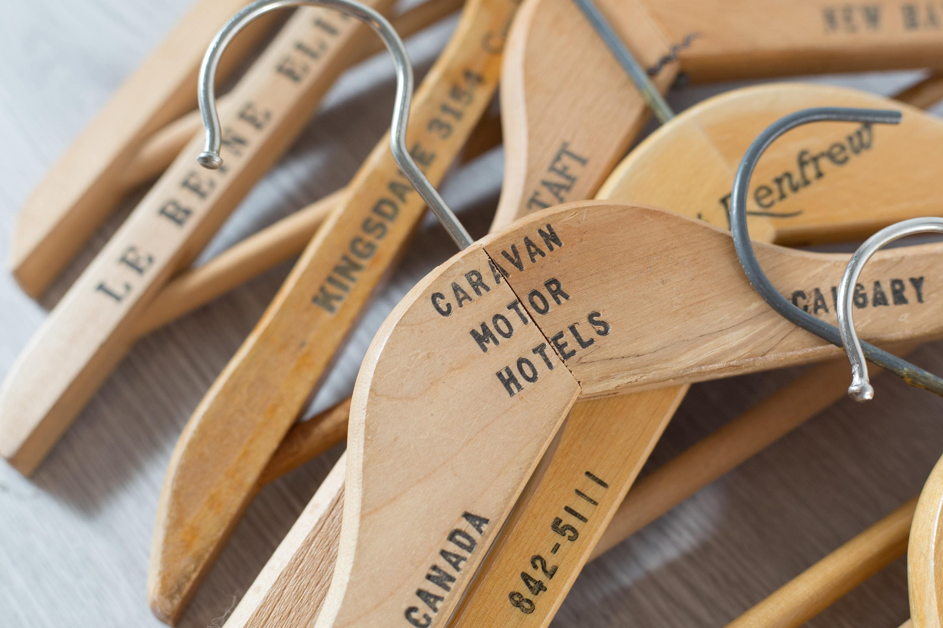 Wooden Fur Coat Hangers / Set of 12 Vintage Clothing Hangers from