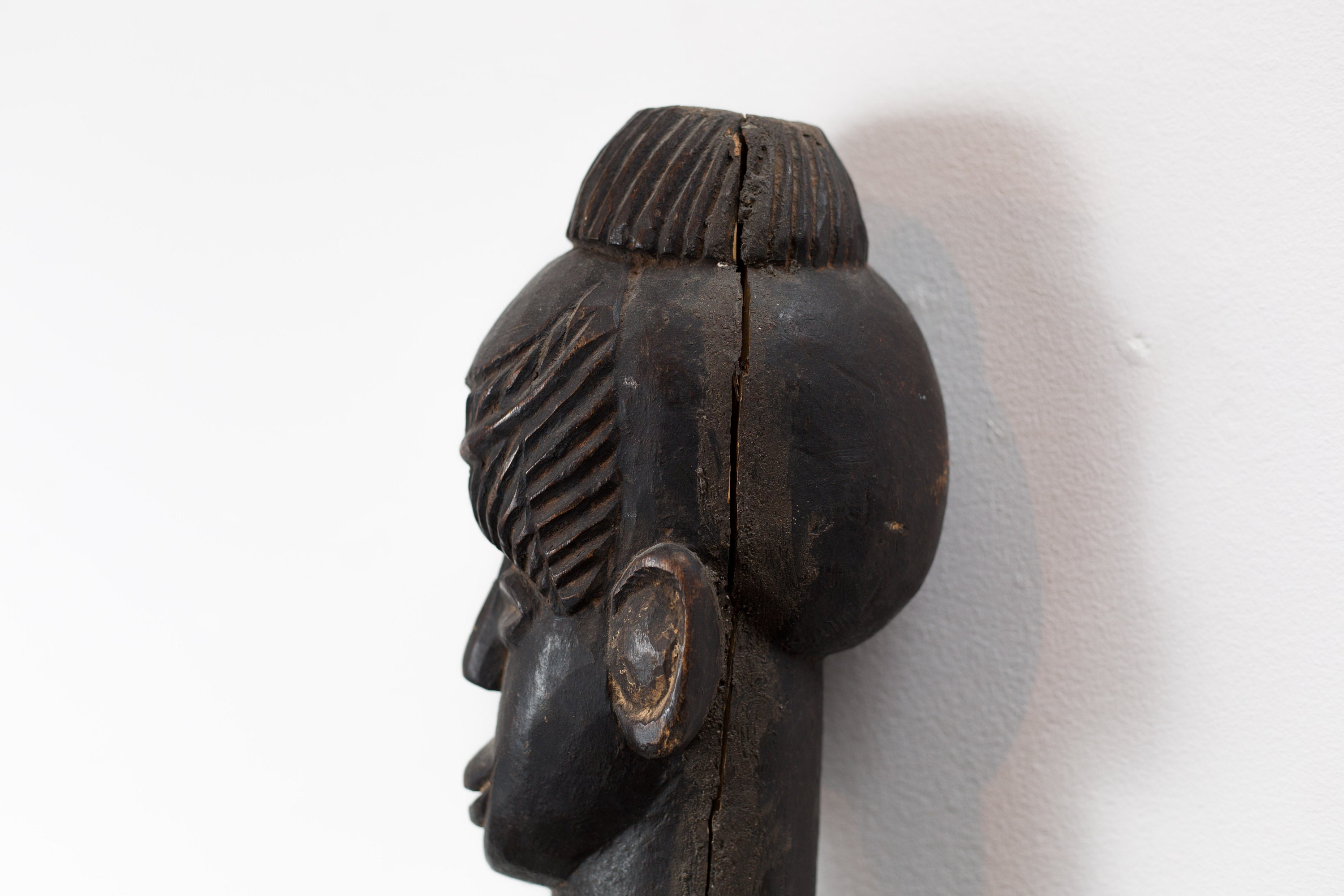 Antique Fertility Statue Large African Hardwood Handcarved Dark Wood