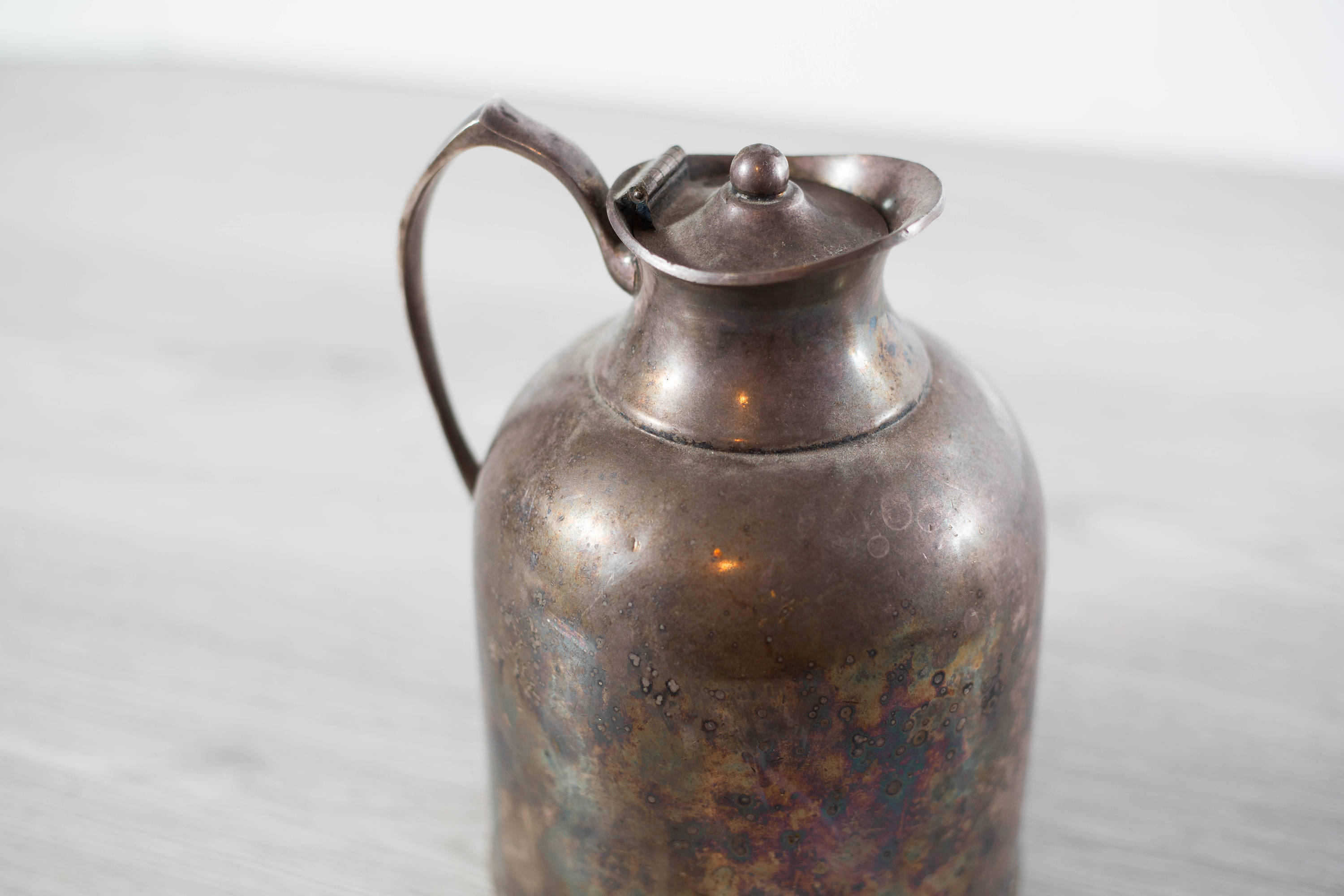 Vintage Water Pitcher / Silver Plated Metal Thermal Pitcher / Silver