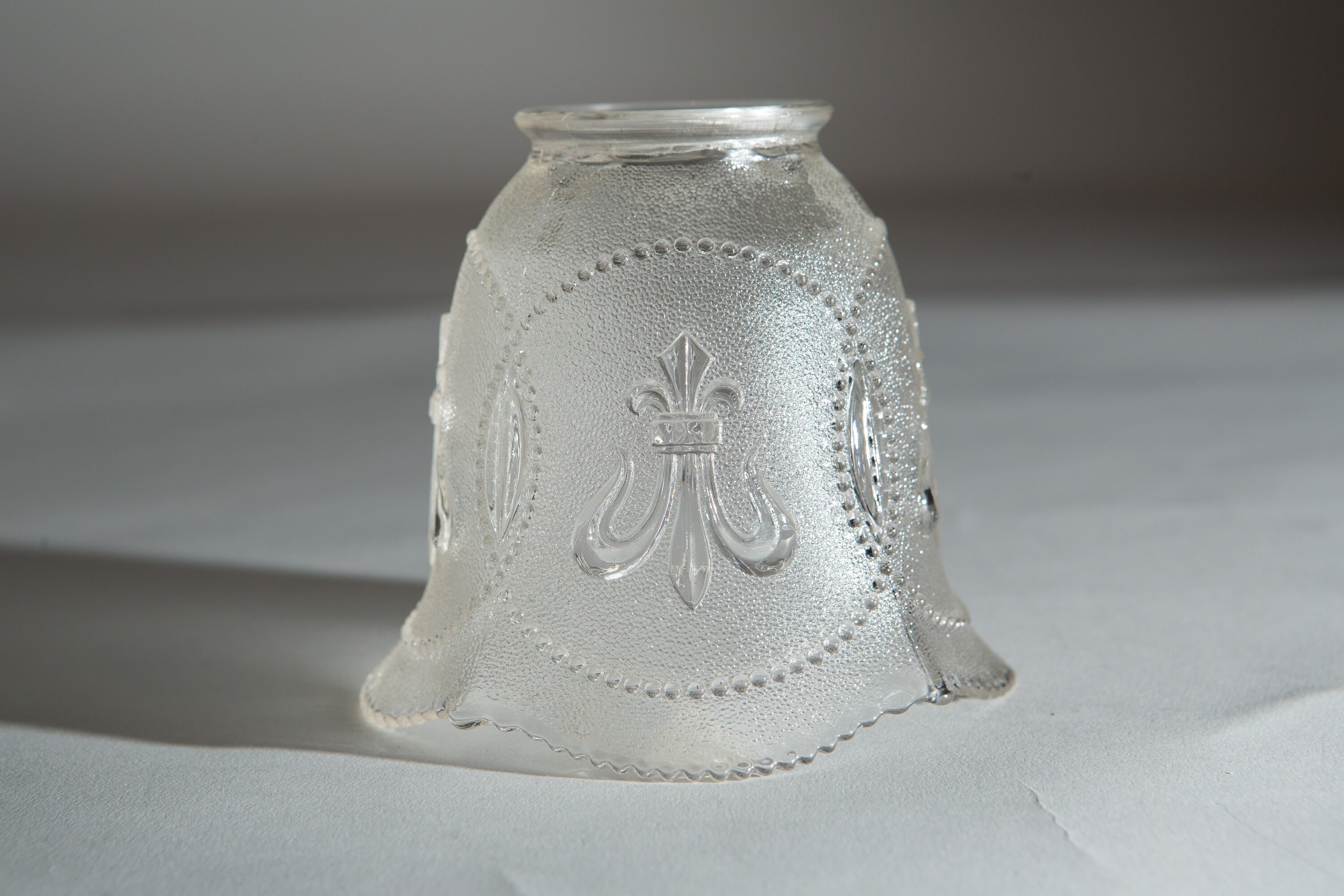 Vintage Glass Lamp Shade Clear Bell Shaped Pressed Glass Pendant