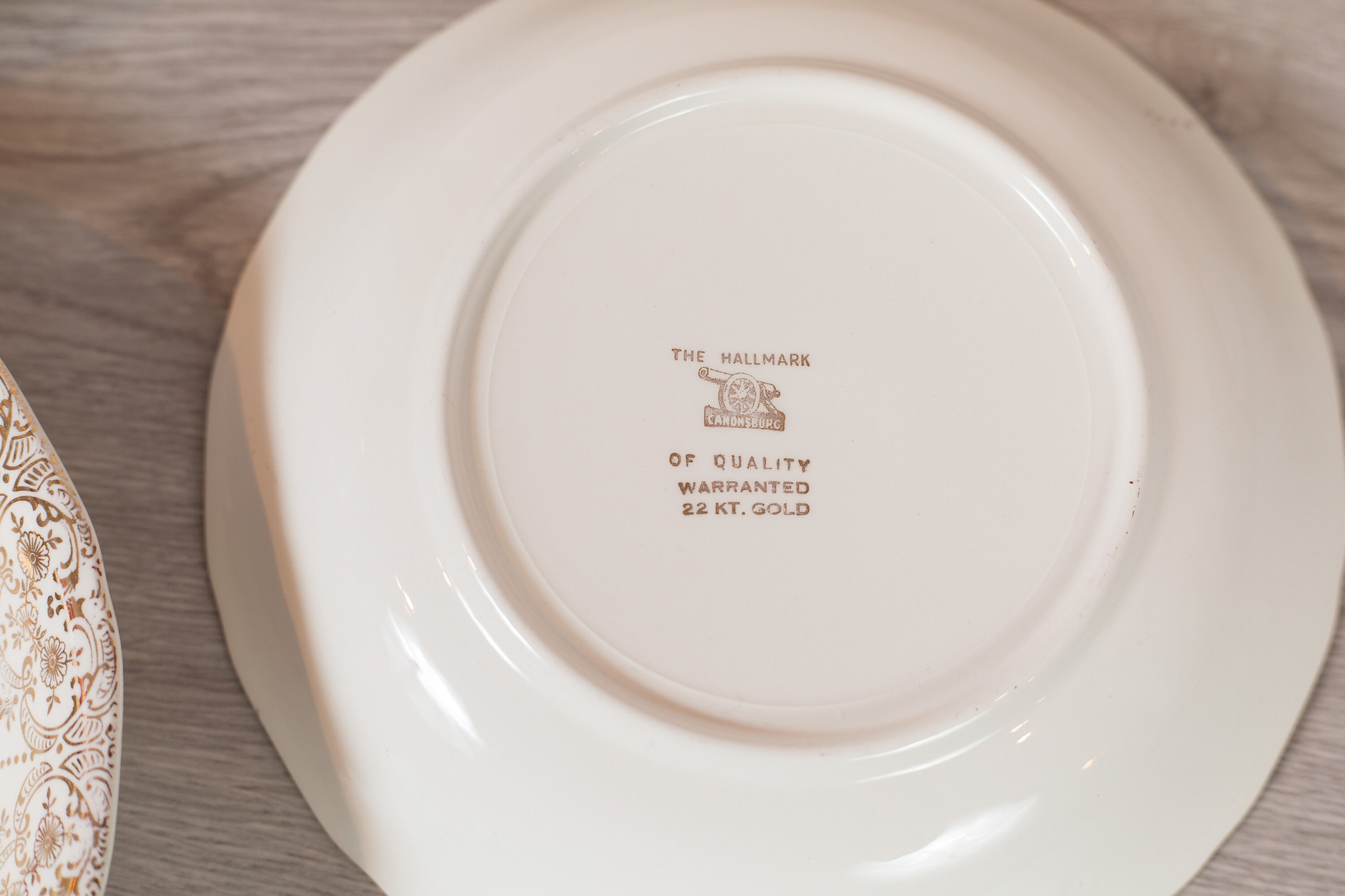 Vintage Soup Bowls Set of 8 Keystone Canonsburg Floral Bowls with Warranted 22k Gold Ornate