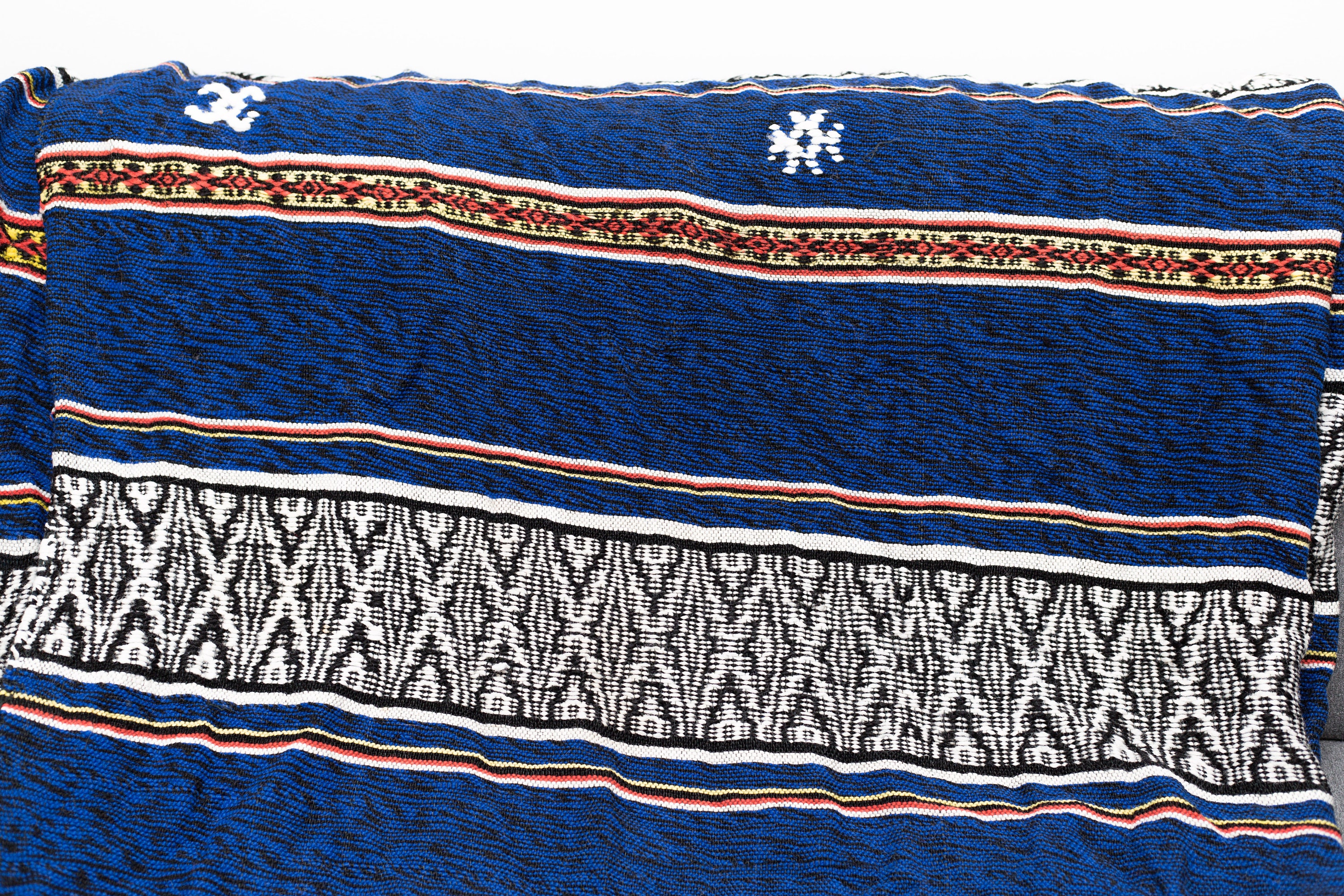 Vintage Bed Cover Extra Large Blue Geometric Blanket XL Acrylic blanket