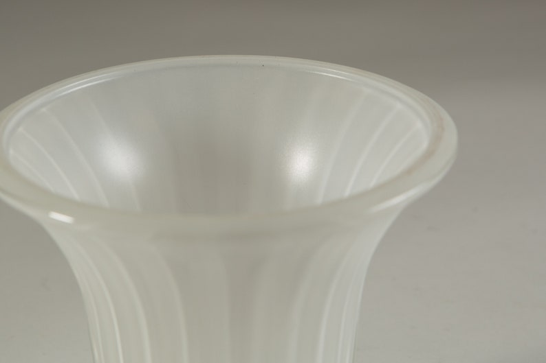 Translucent White Frosted Ruffled Pleated Bell Glass Pendant Chandelier Shade for Ceiling Fan Light Fixture or Lamp Vintage Glass Shade