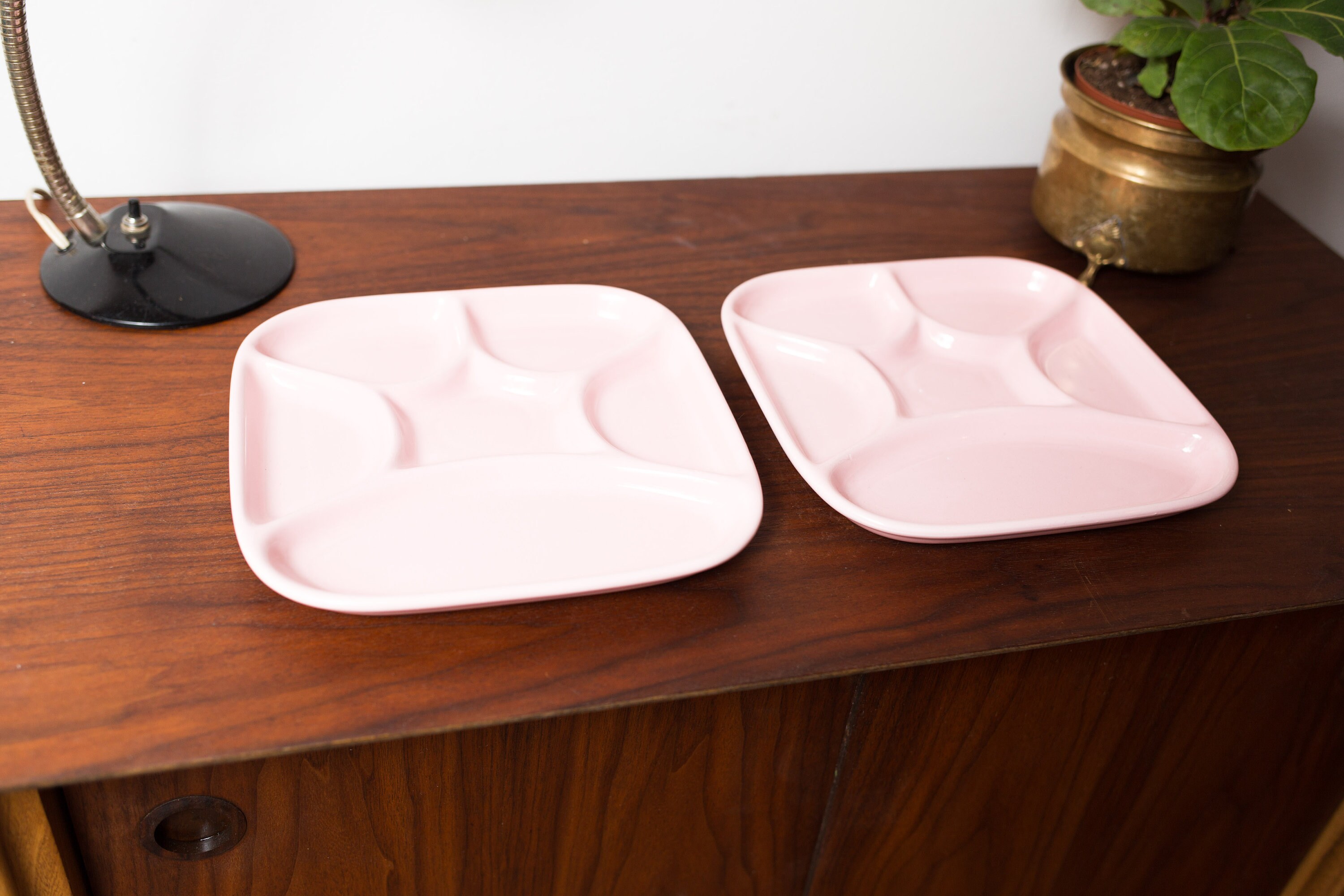 Vintage Divided Plate Pink Ceramic Dinner Plate Made in Japan