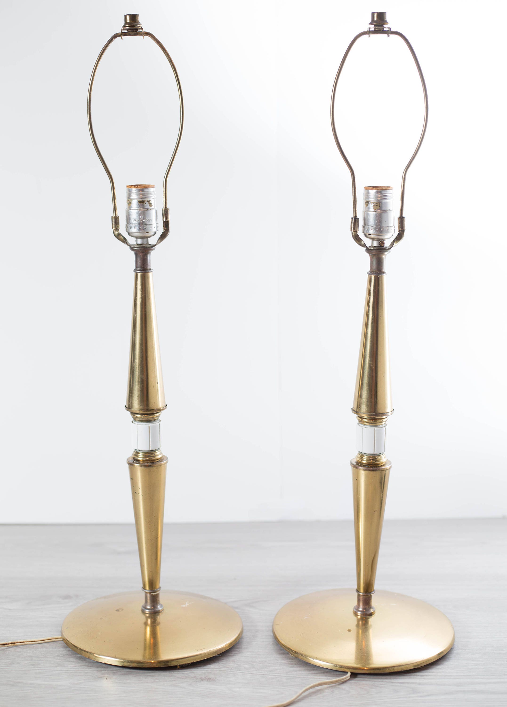 Brass Bedside Lamps / Vintage Mid Century Hollywood Regency Accent