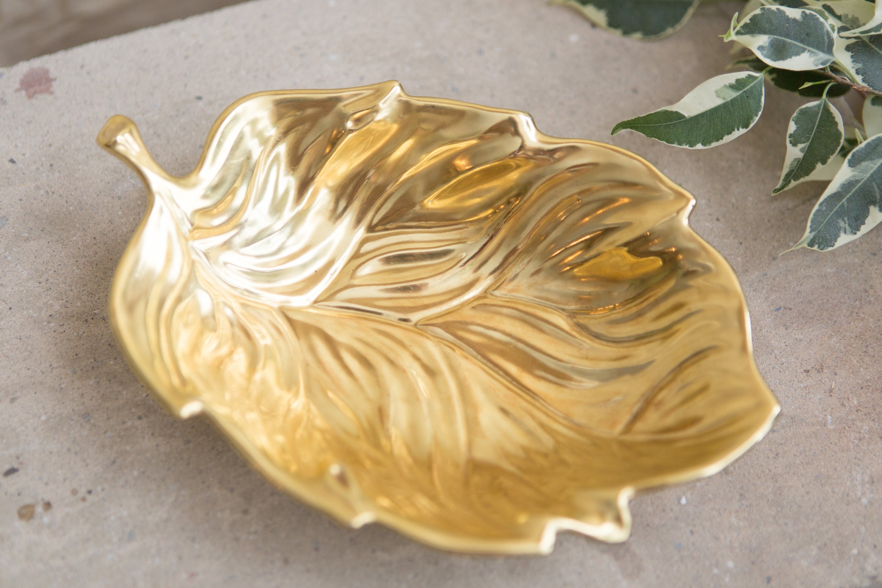 Gold Leaf Dish Handpainted Carlton Ware Plate Made in England