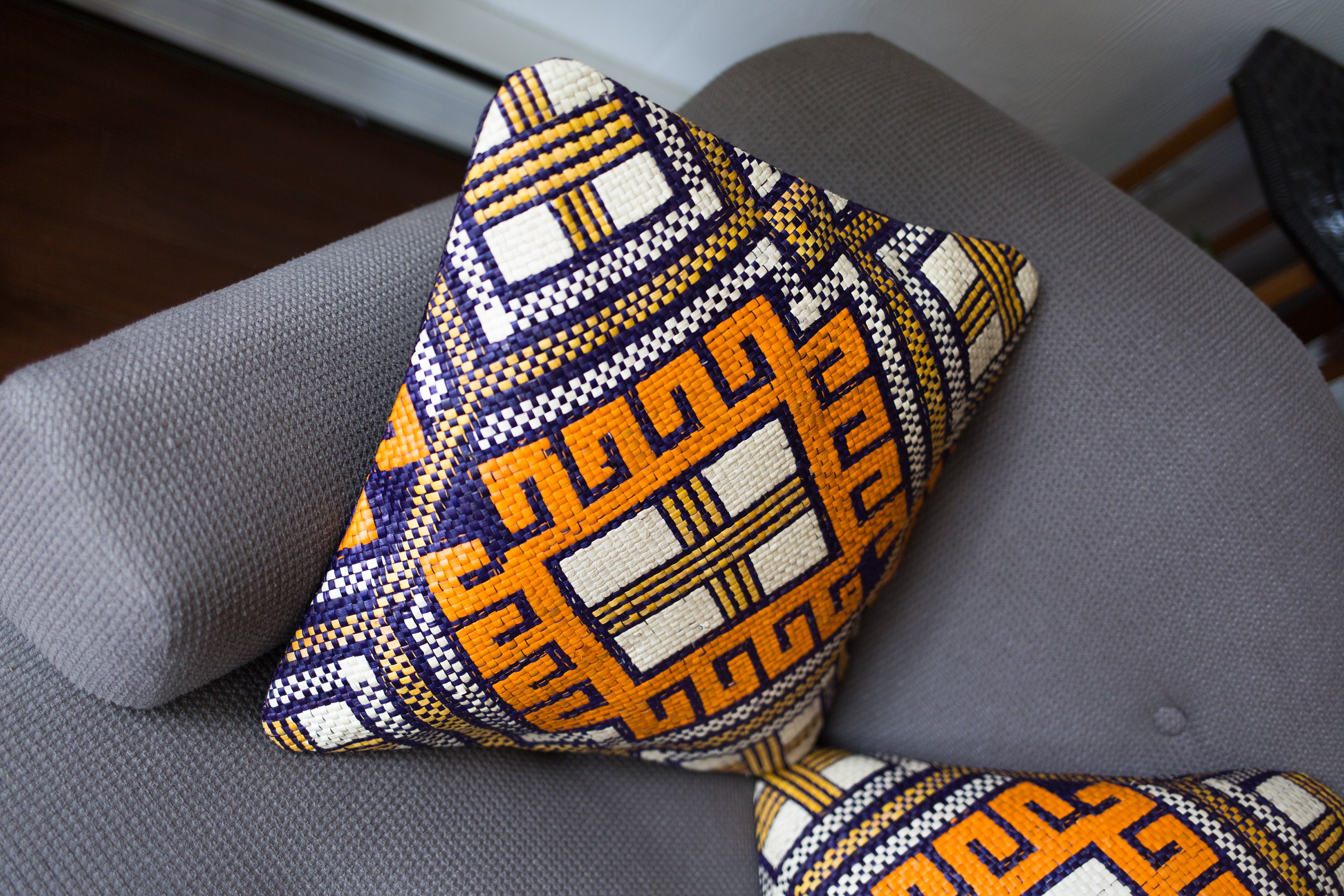 Vintage Straw Pillows 16x16 Boho Red Abstract Ornate Pattern Cross