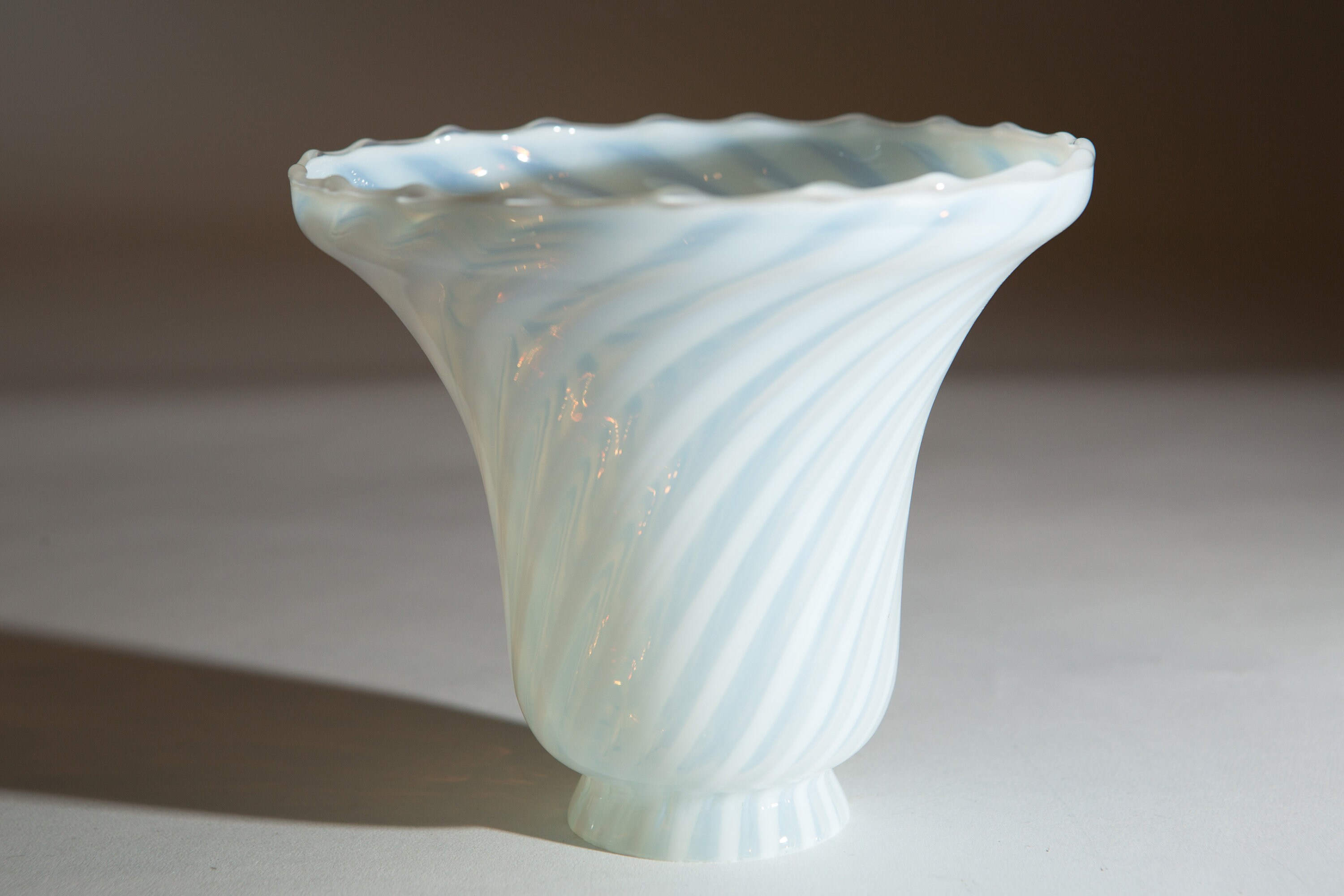 Vianne Glass Shade Hand Blown French Glass Opal Swirl Bell Shape Pendant Chandelier Shade