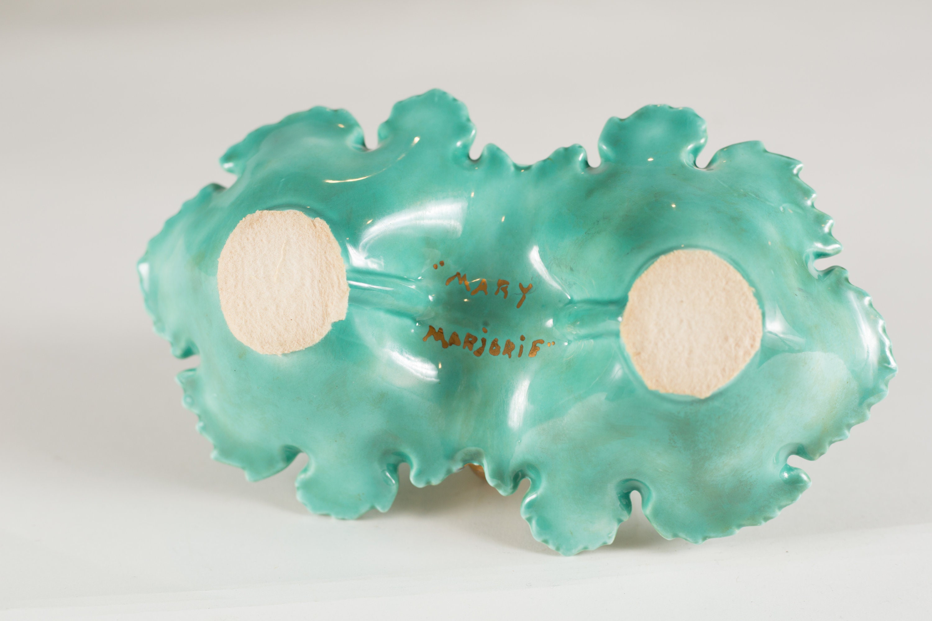 Vintage ChipnDip Ceramic Tray Green and Gold Condiment Bowl