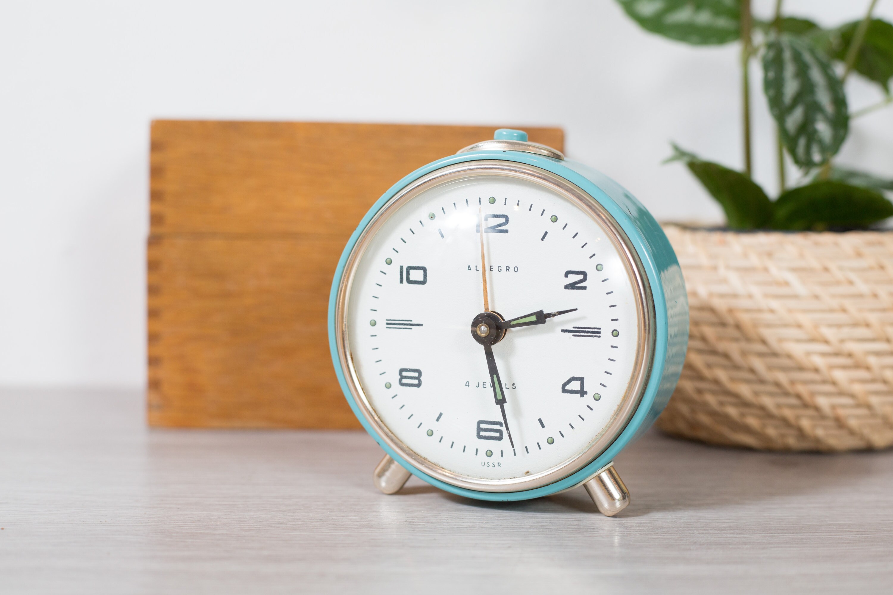 Blue Alarm Clock Vintage Robin's Egg Blue Small Alarm Clock Allegro