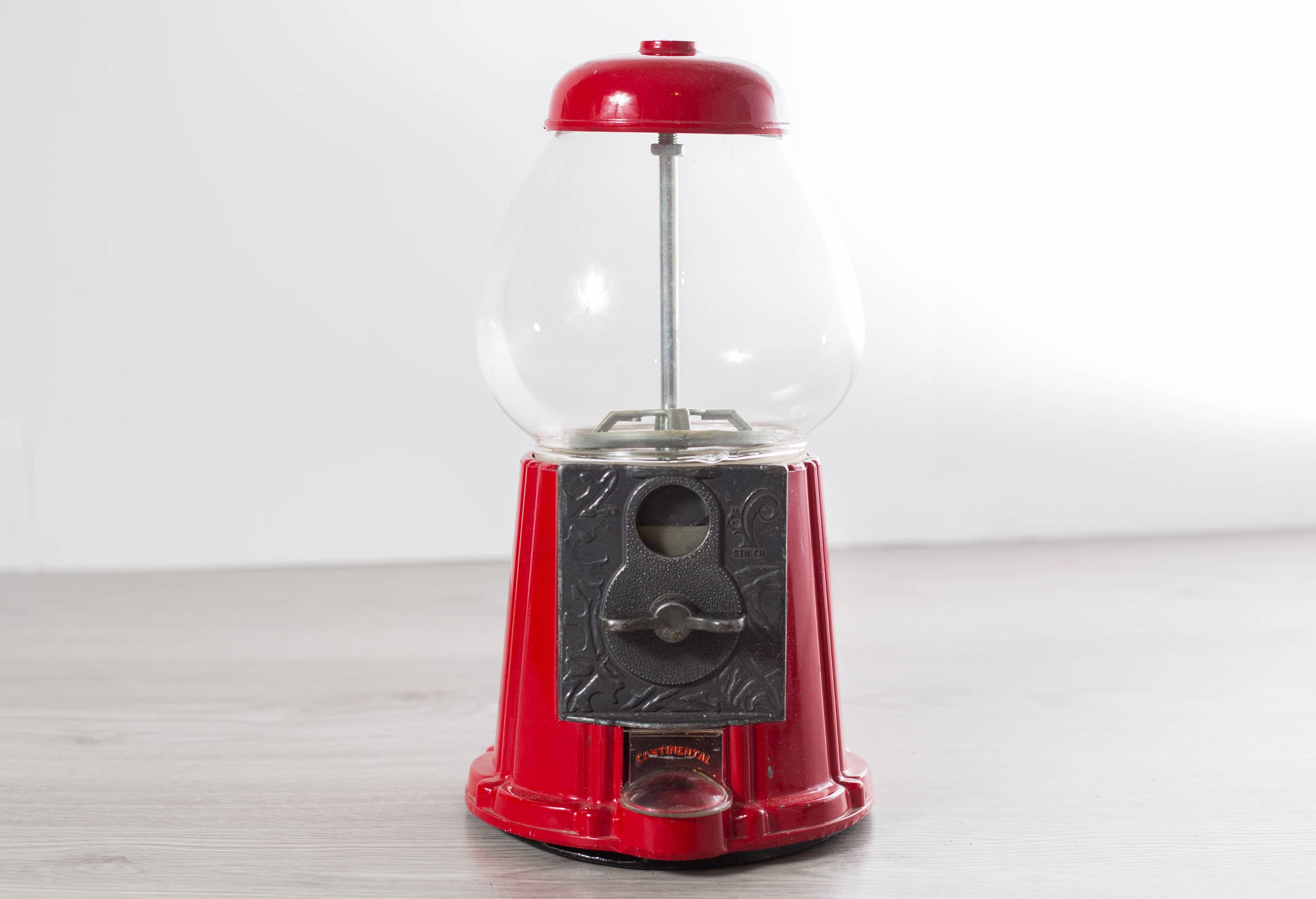 Vintage Gumball Machine / Retro Continental Red Coin Operated Gum Ball Machine / Circus Fair Decor