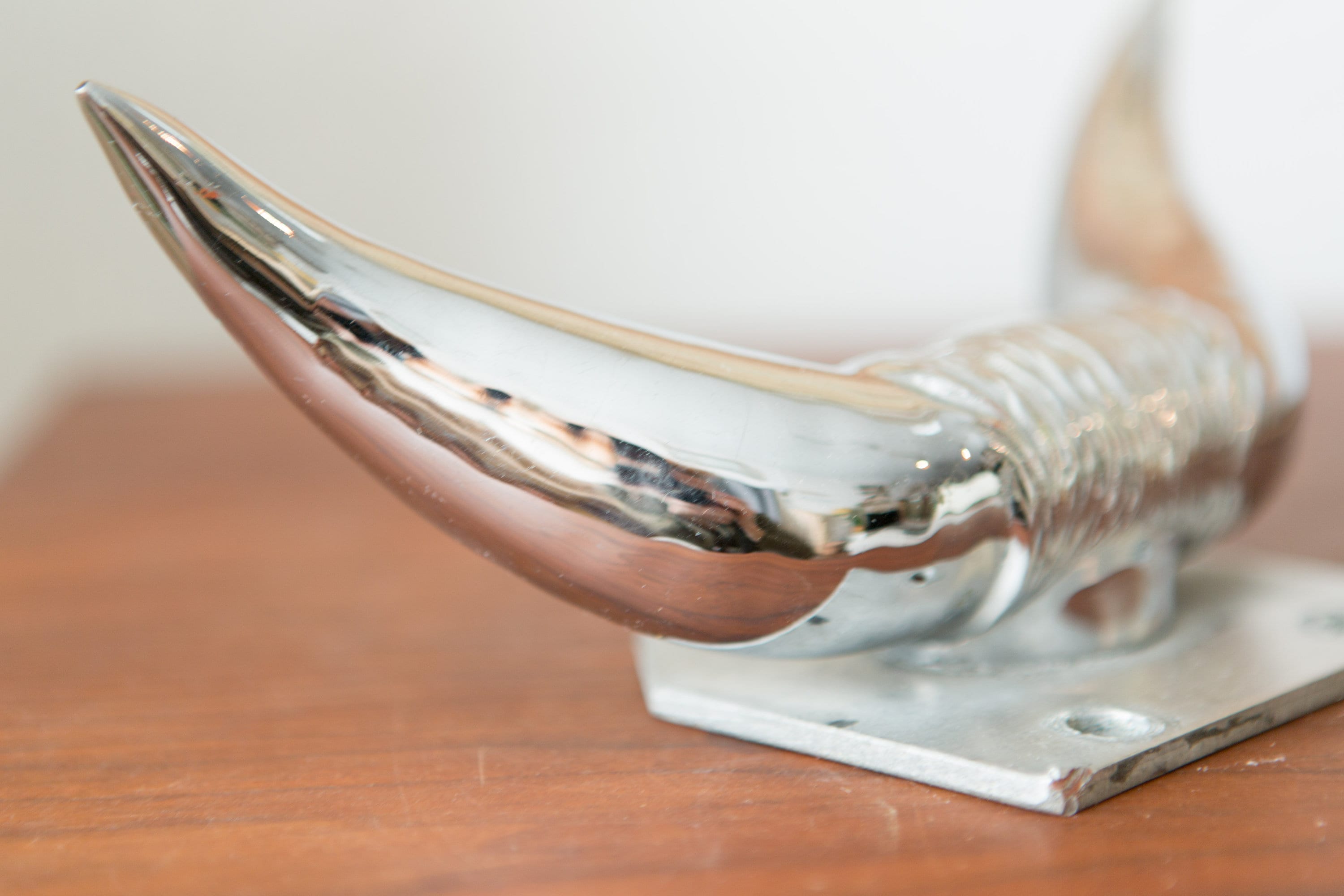 Vintage Bull Horn Hood Ornament Silver Chrome Stag Horn Car Parts