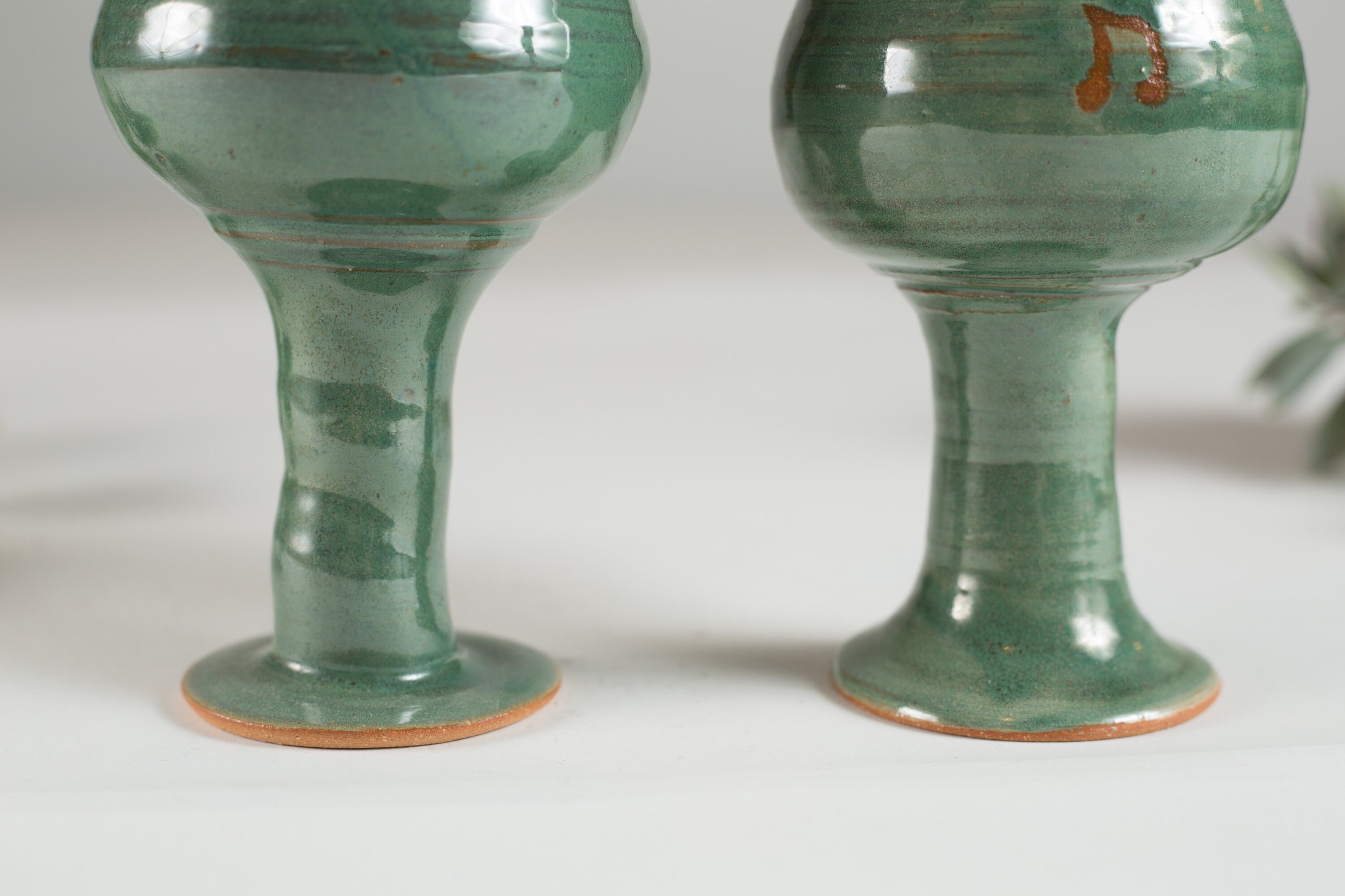 Ceramic Wine Goblets Pair of 6oz Handmade Speckled Robin's Egg Earthy