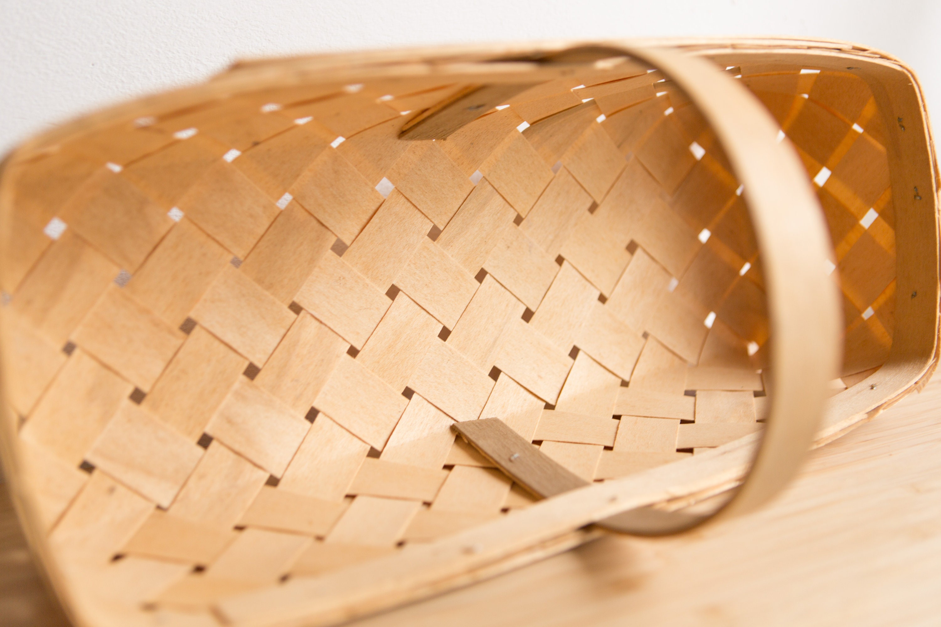 Vintage Apple Picking Basket Woven Wood Canadian Basket