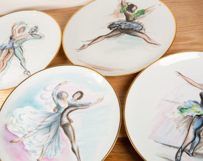 Le Tallec Paris Ballet Dancer Plates - 4 Vintage Decorative French Wall Plates, France