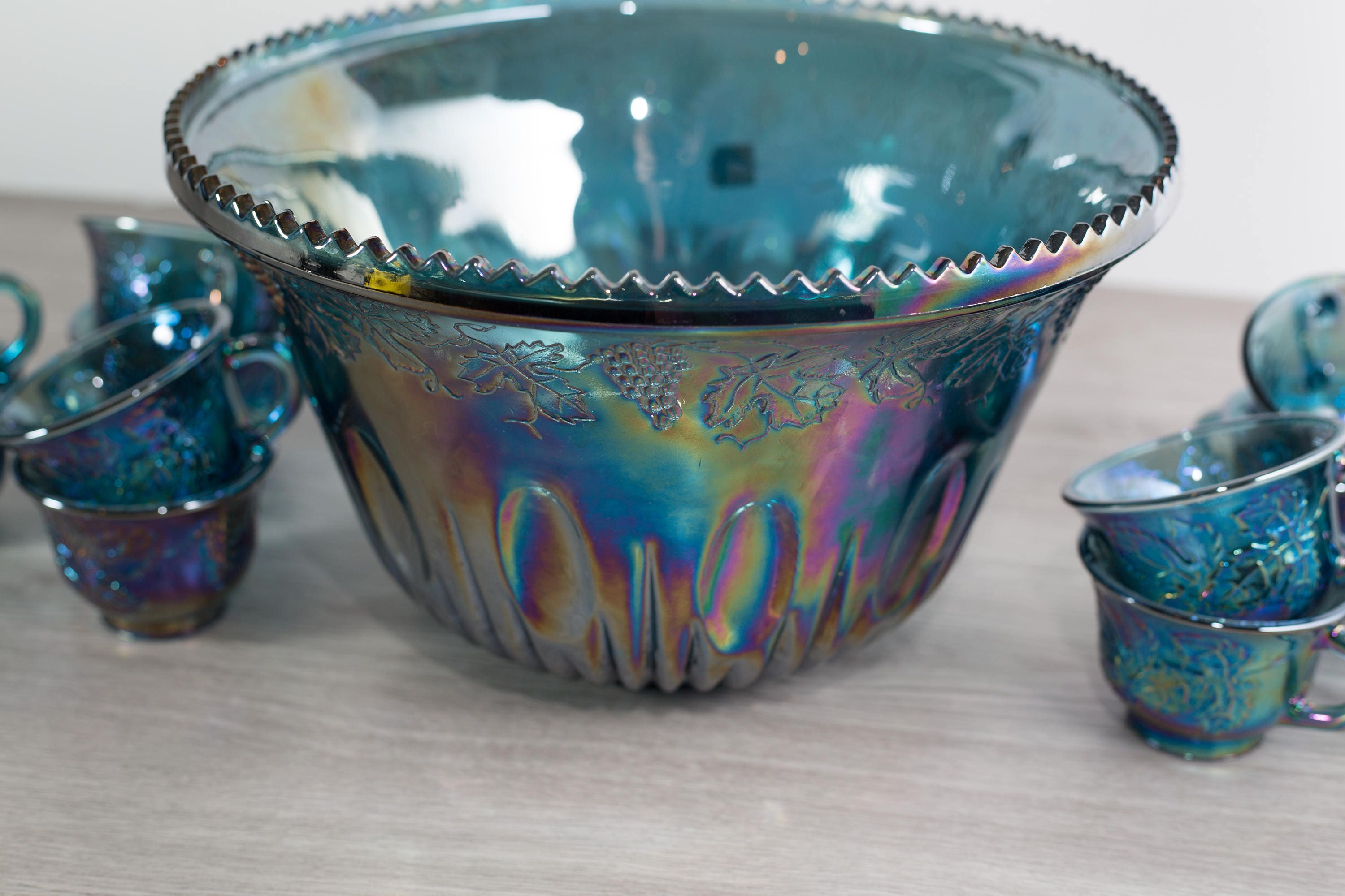 Vintage Iridescent Punchbowl / Indiana Iridescent Blue and Purple