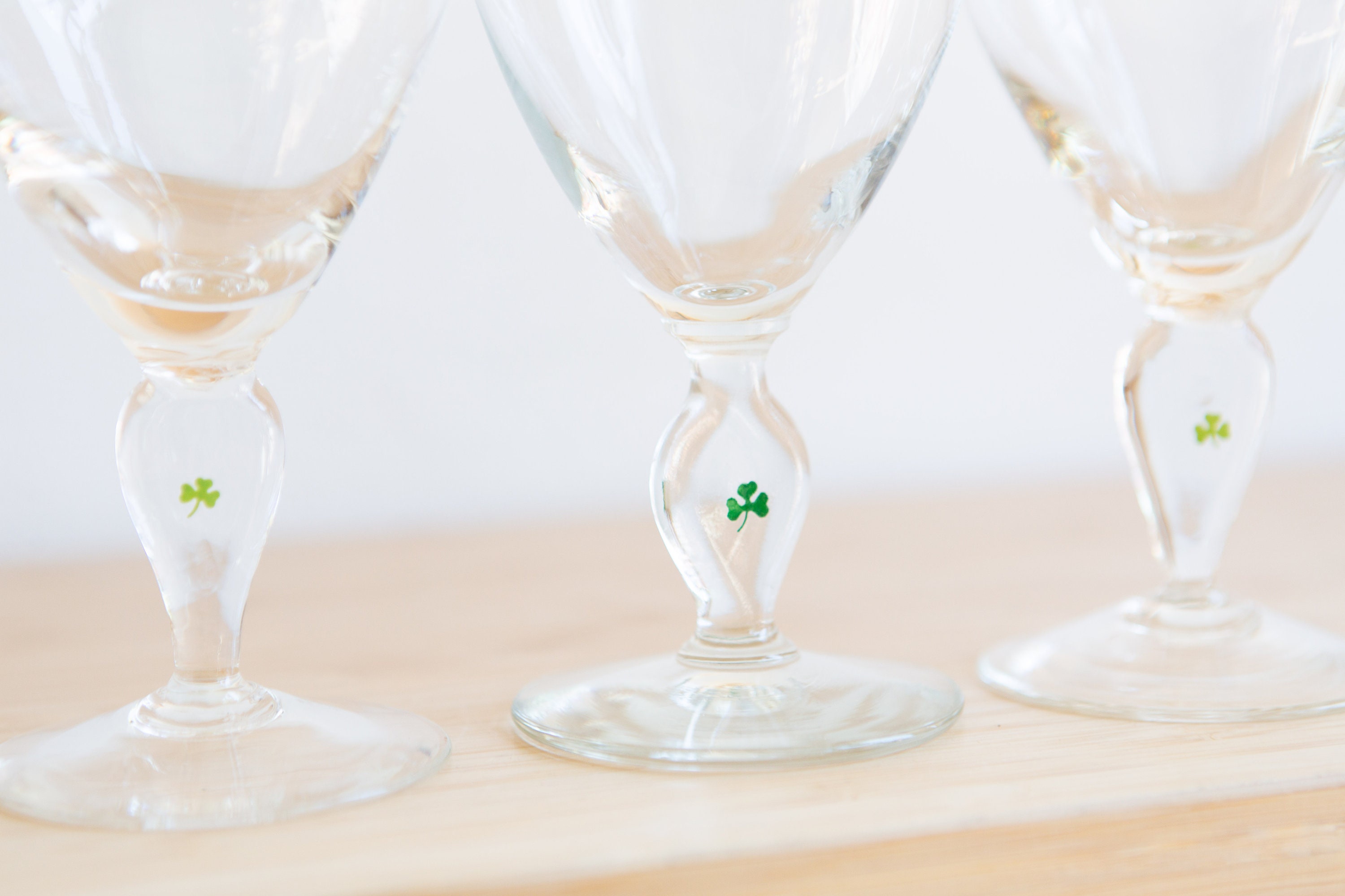 4 Irish Coffee Glasses Vintage Gold Rim Lucky Charm Specialty Coffee Stemware Father's Day