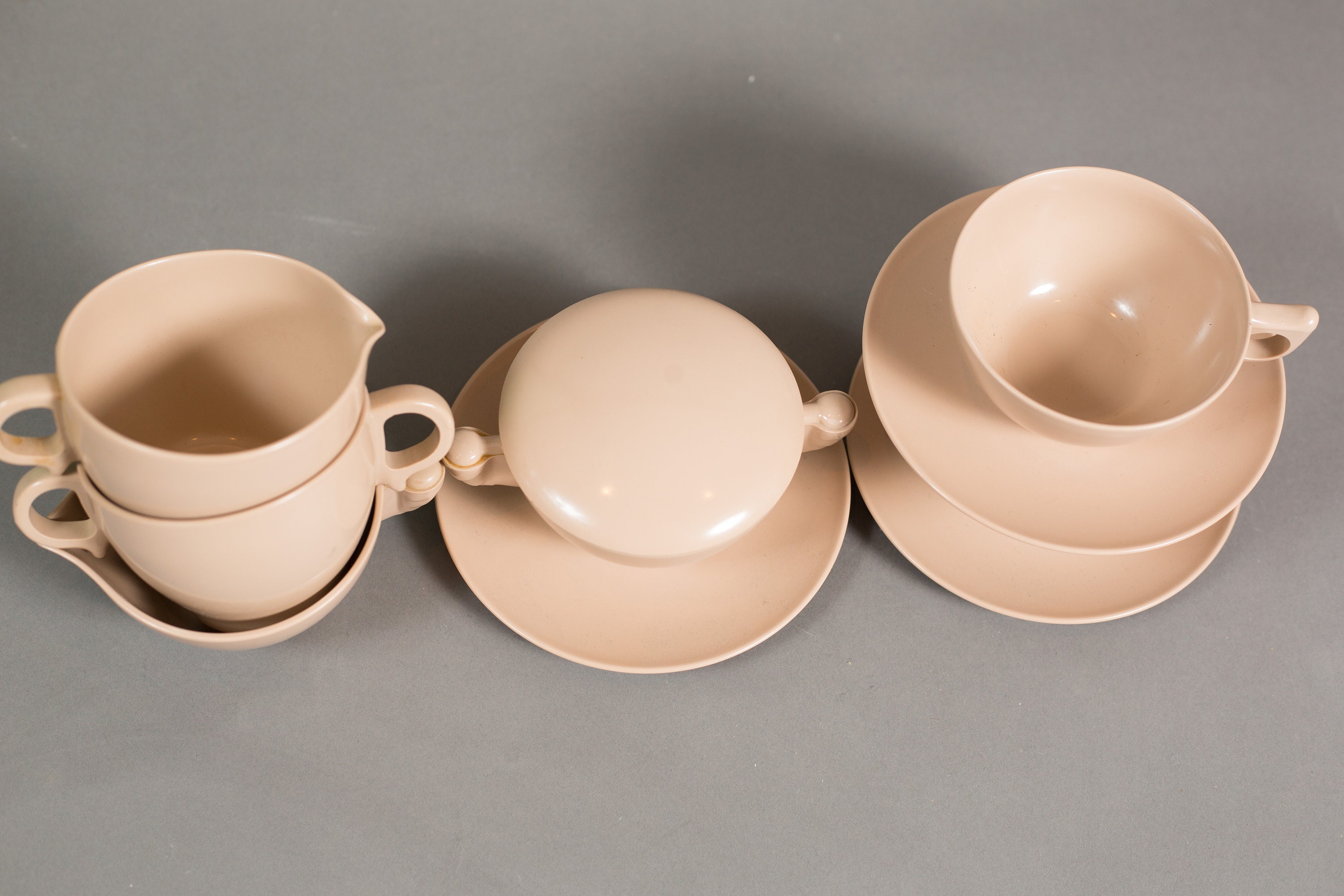 Eaton's Tecoware Cappuccino Cups, Saucers, Cream and Sugar Vintage