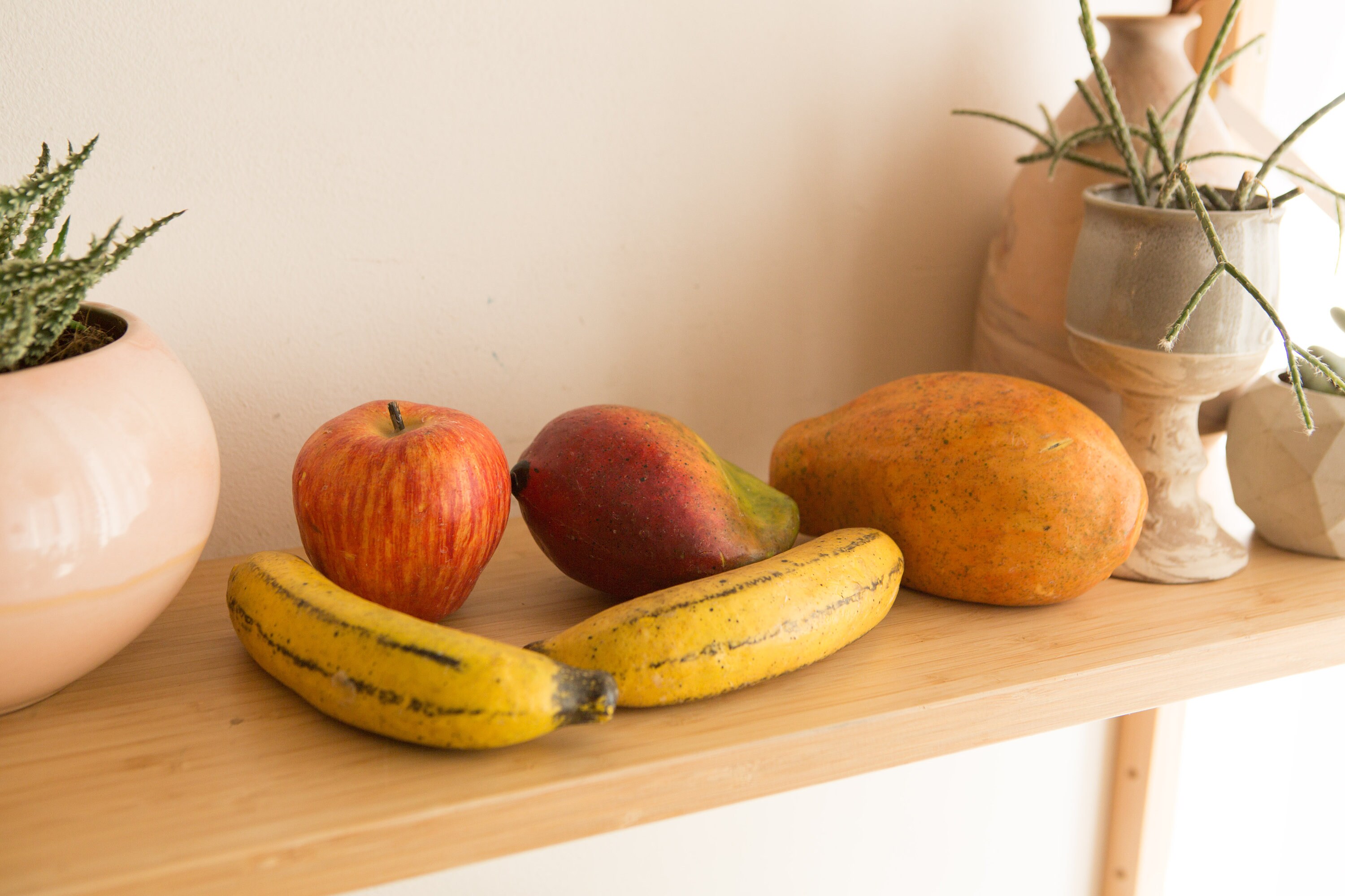 Vintage Wax Fruit Handmade and Painted Folk Fruit Rustic Primitive