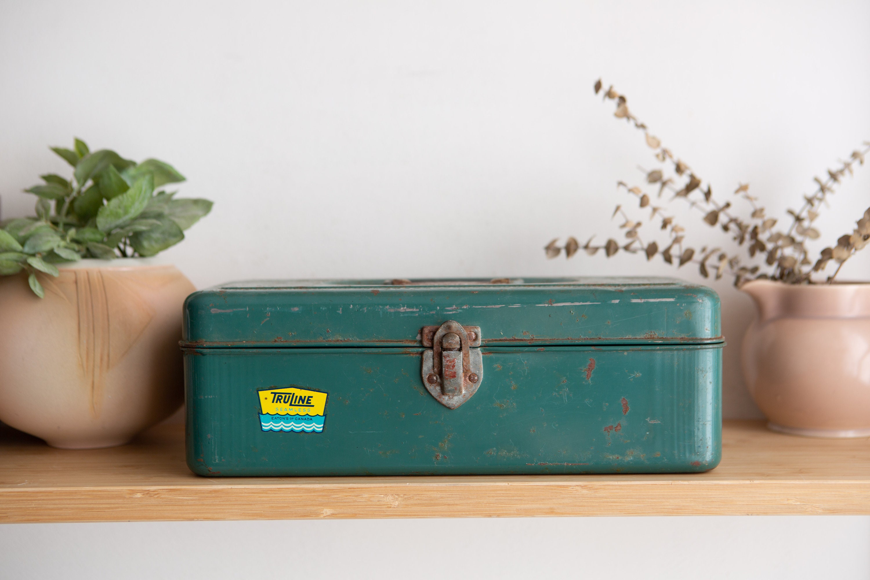 Vintage tackle box with lures