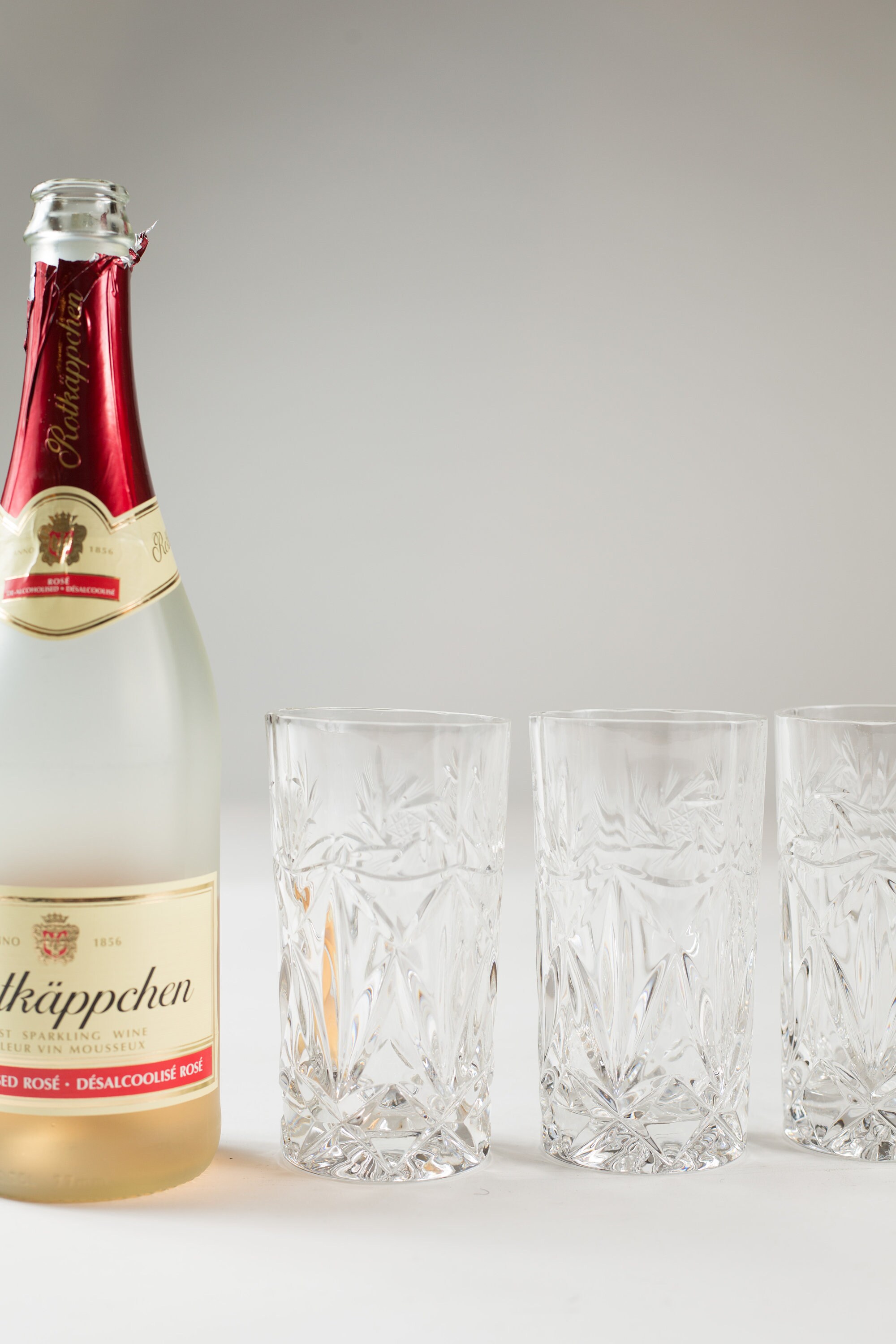 6 Vintage Highball Glasses Etched Style Cocktail Highball Glassware