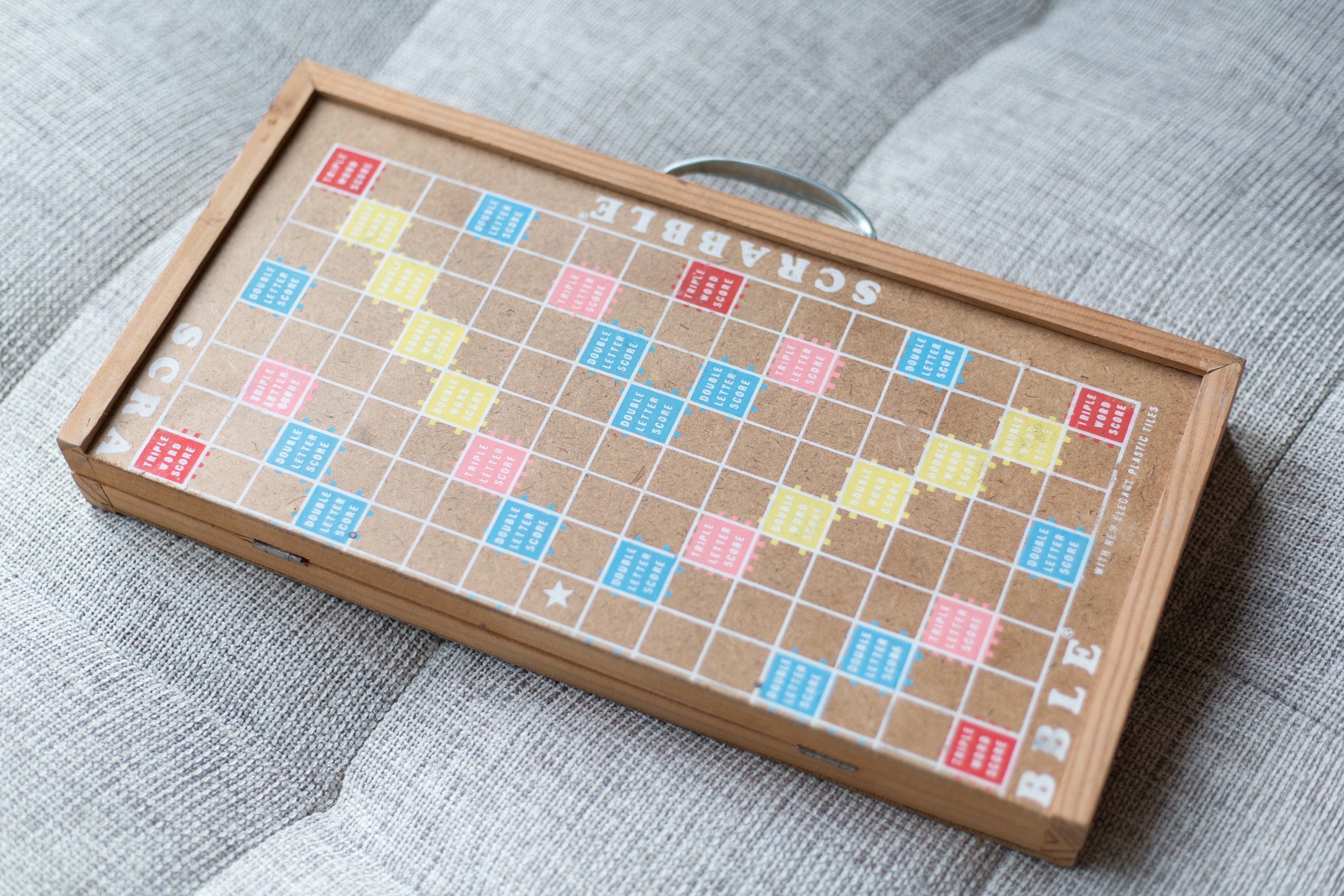 Vintage Scrabble Board Game Rare Wood Foldup Scrabble Board with