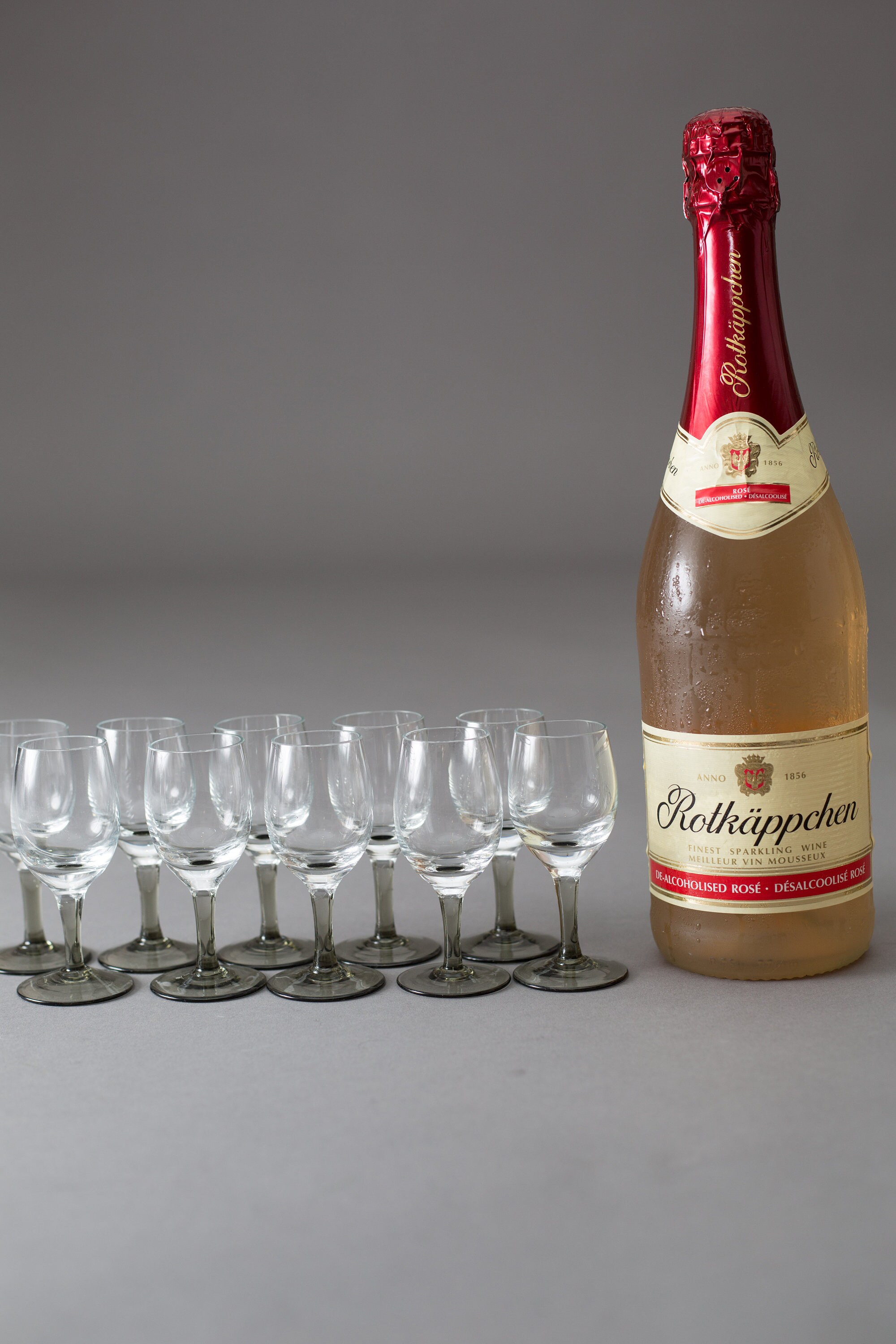 10 Vintage Apéritif Glasses Clear and Grey Glass Cordial Glasses