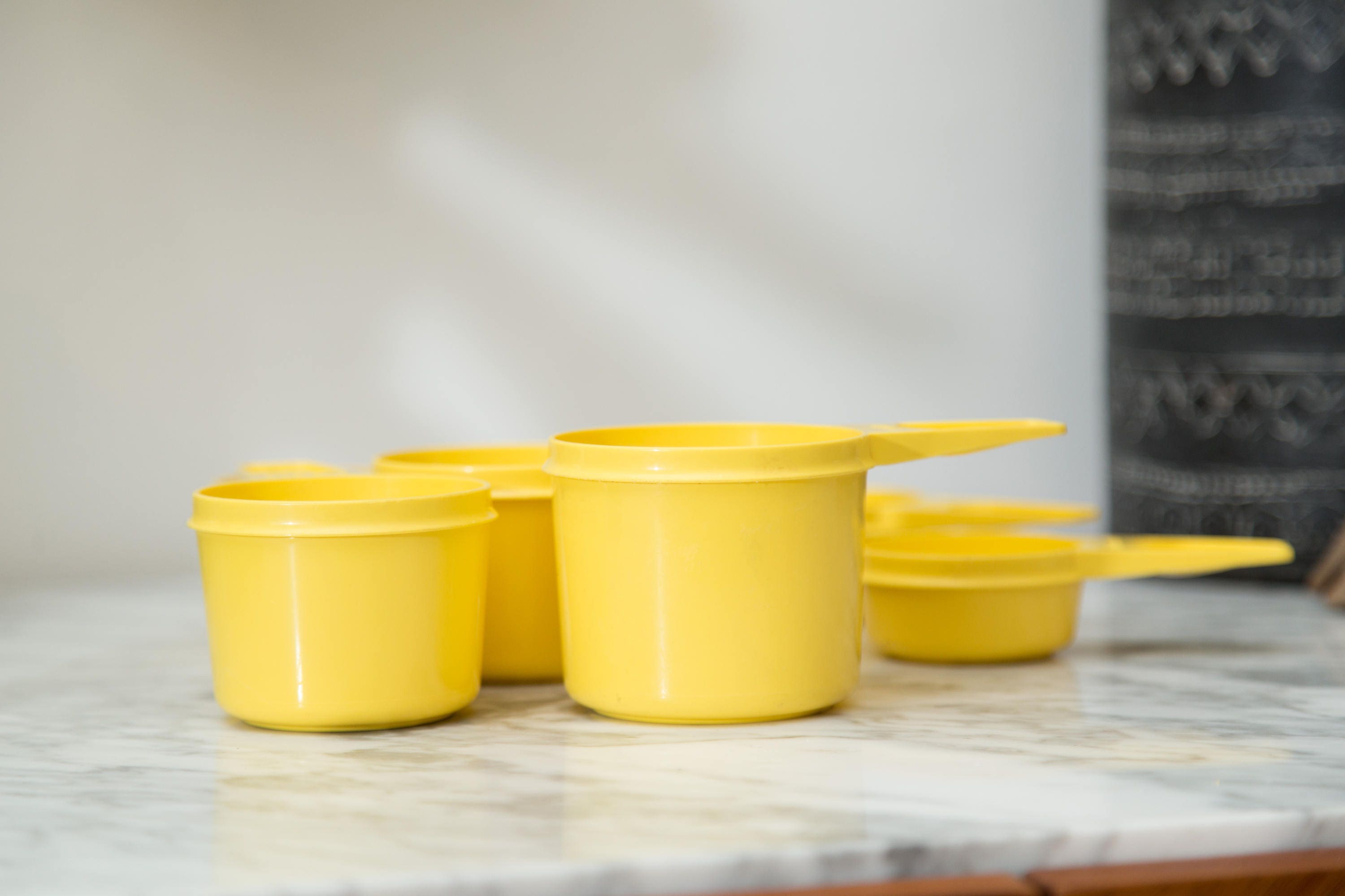 Vintage Yellow Tupperware Measuring Cups Full Set