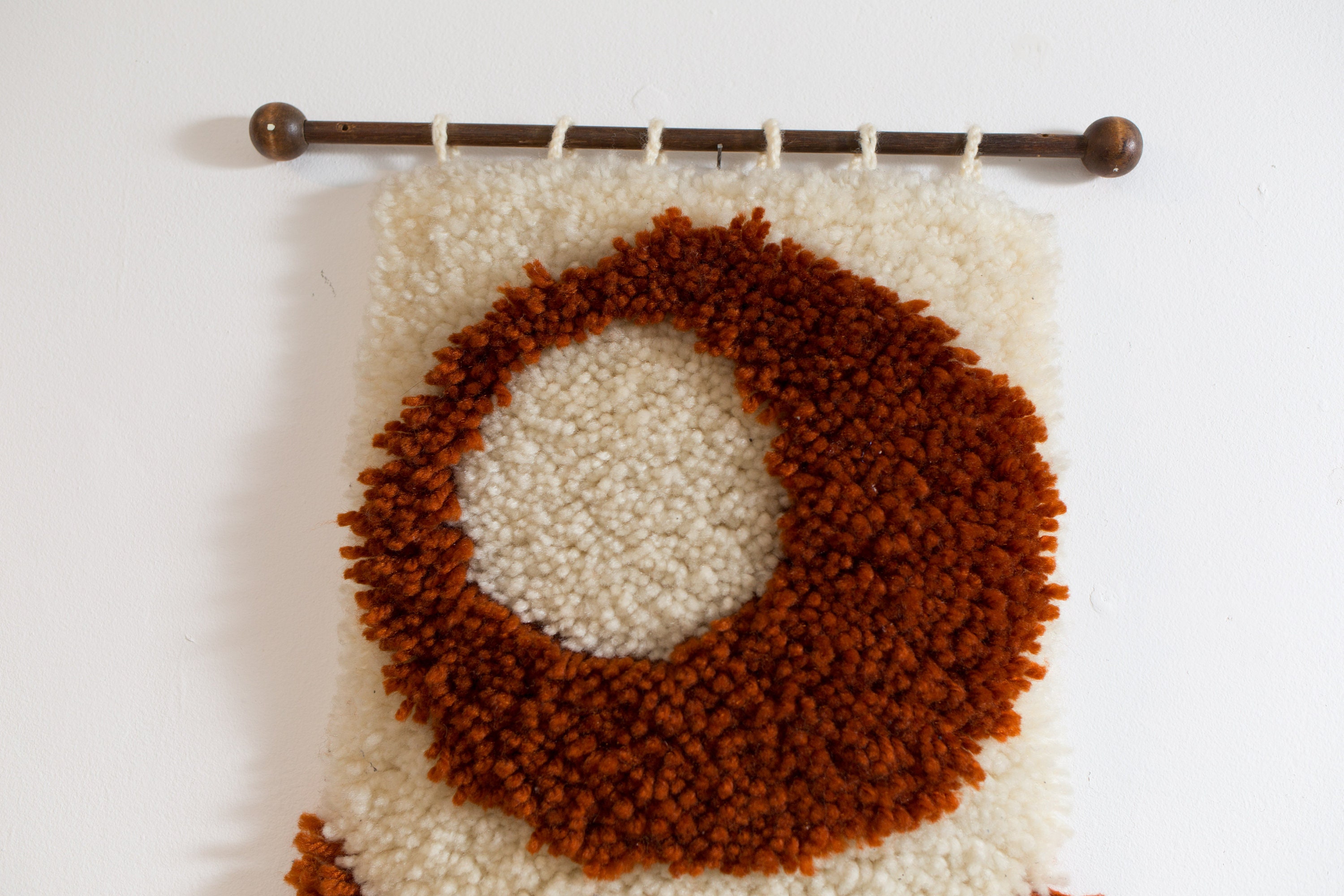 Vintage Latch Hook Tapestry Wall Hanging 1960's Mid Century Modern